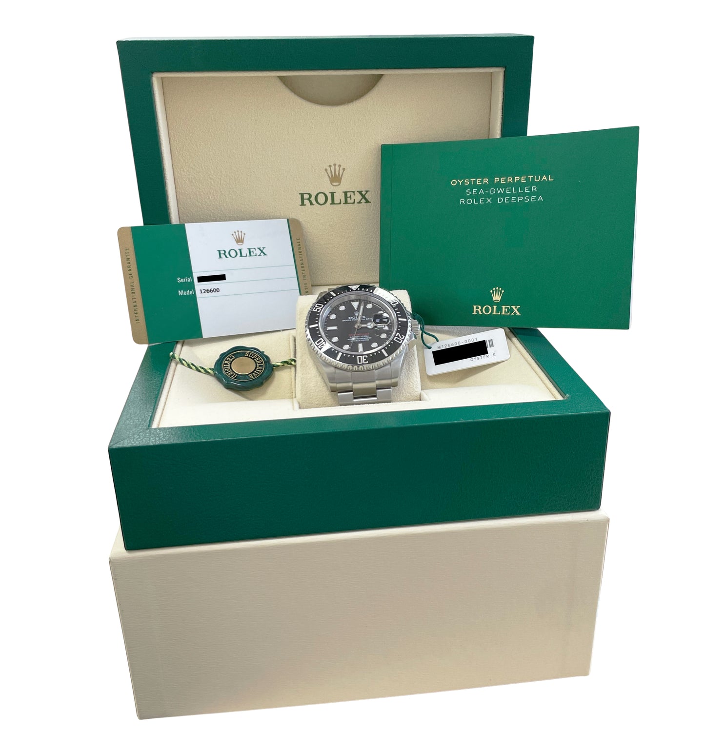 MINT PAPERS Rolex Sea-Dweller 50th-Anniversary BLACK Red 43mm 126600 Watch BOX