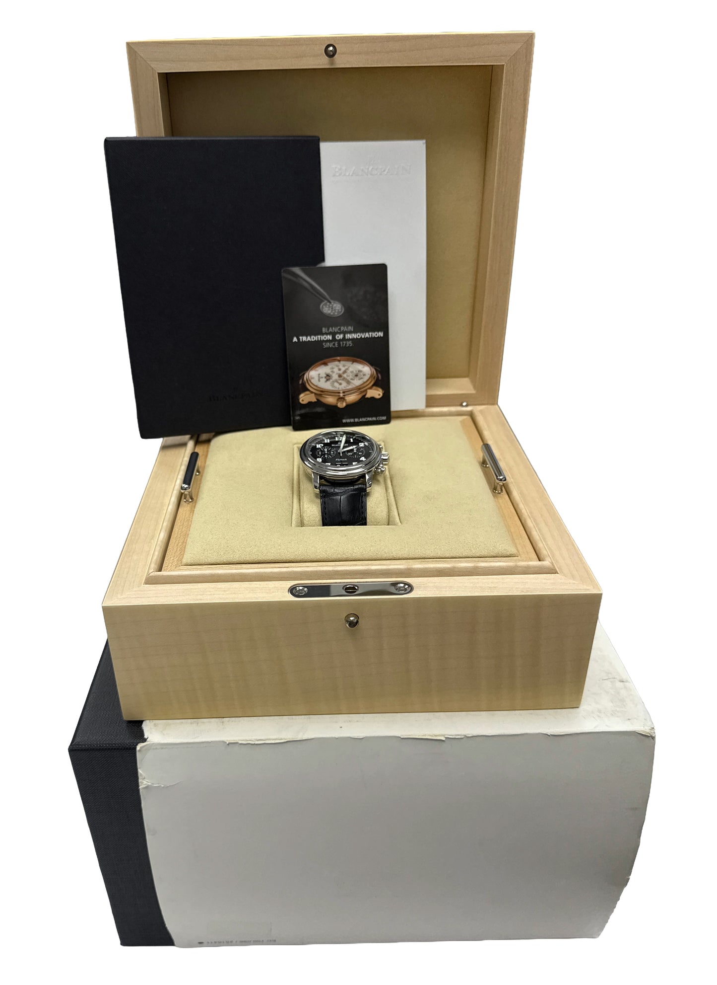 Blancpain Leman Flyback 40mm BLACK Arabic Automatic Leather 2885F-1130-71 BOX