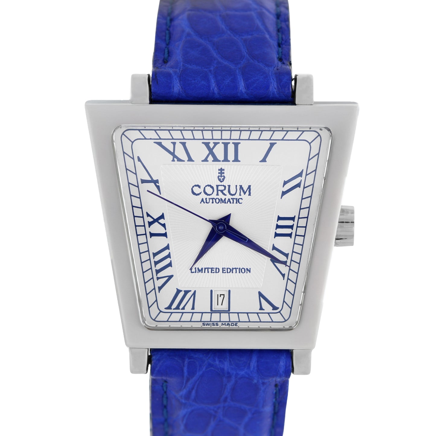 Corum, Corum Trapeze, Trapeze, Limited Edition Corum, Corum Silver, Corum Blue, Corum Blue Leather, Corum 82.404.20, Corum 8240420, 82.404.20, 8240420