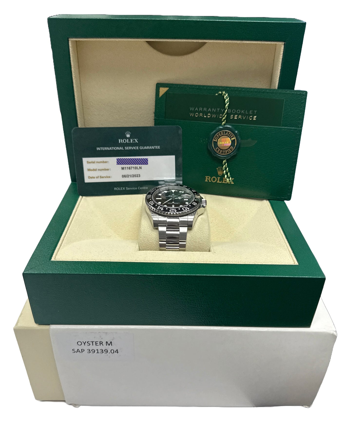 MINT 2023 RSC Rolex GMT-Master II BLACK Green Stainless Steel 40mm 116710 LN BOX