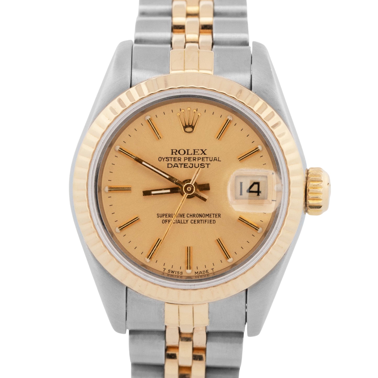 Ladies Rolex DateJust 26mm CHAMPAGNE Two-Tone 18K Yellow Gold JUBILEE 69173