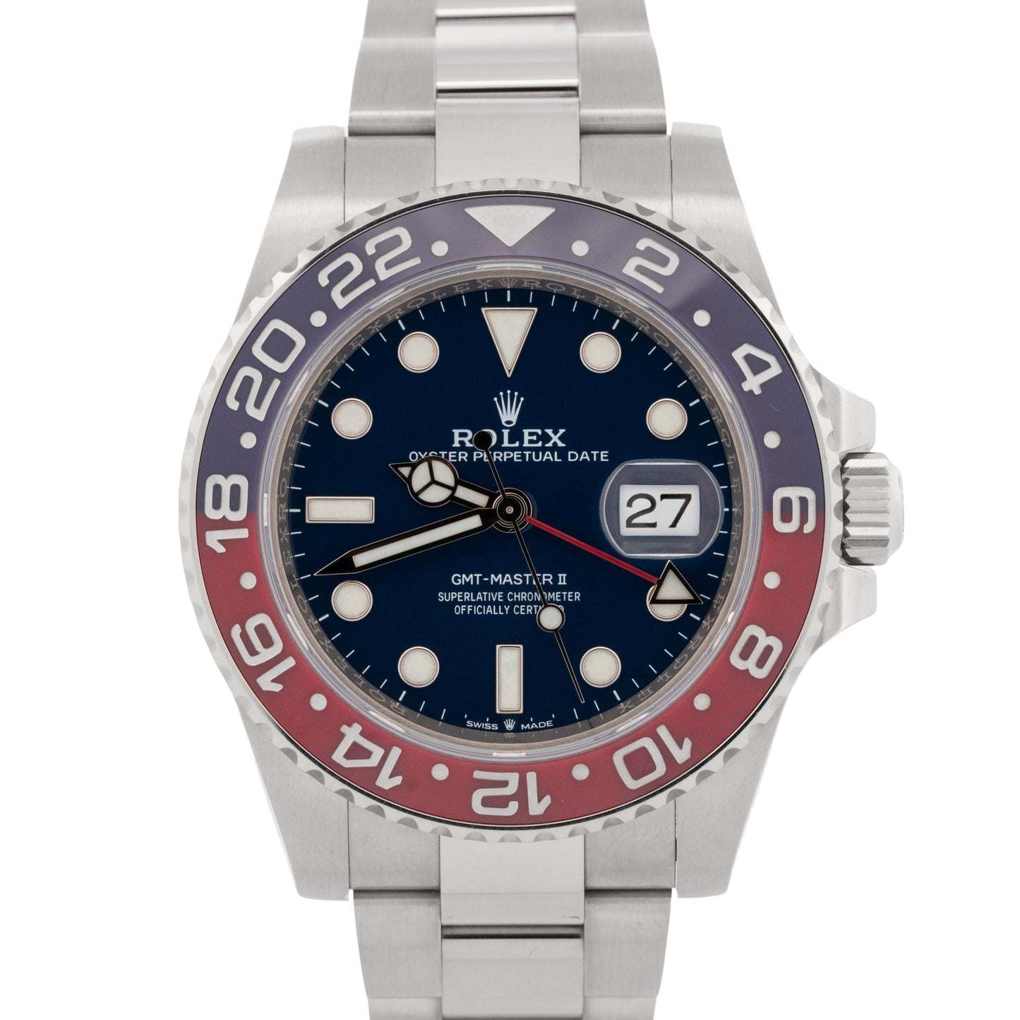 PAPERS Rolex GMT-Master II PEPSI Red Blue 18K White Gold Watch 126719 BLRO BOX