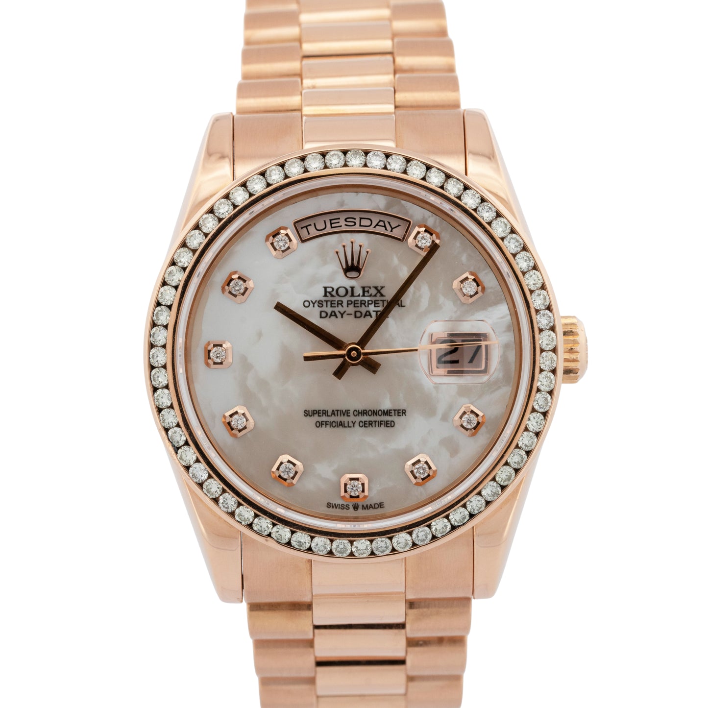 MINT Rolex Day-Date President DIAMOND MOP 18k Rose Gold 36mm 118235 Watch BOX