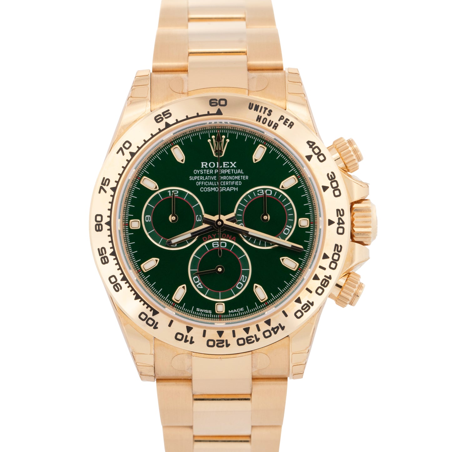 STICKERED PAPERS Rolex Daytona GREEN JOHN MAYER 40mm 18K Yellow Gold 116508 BOX
