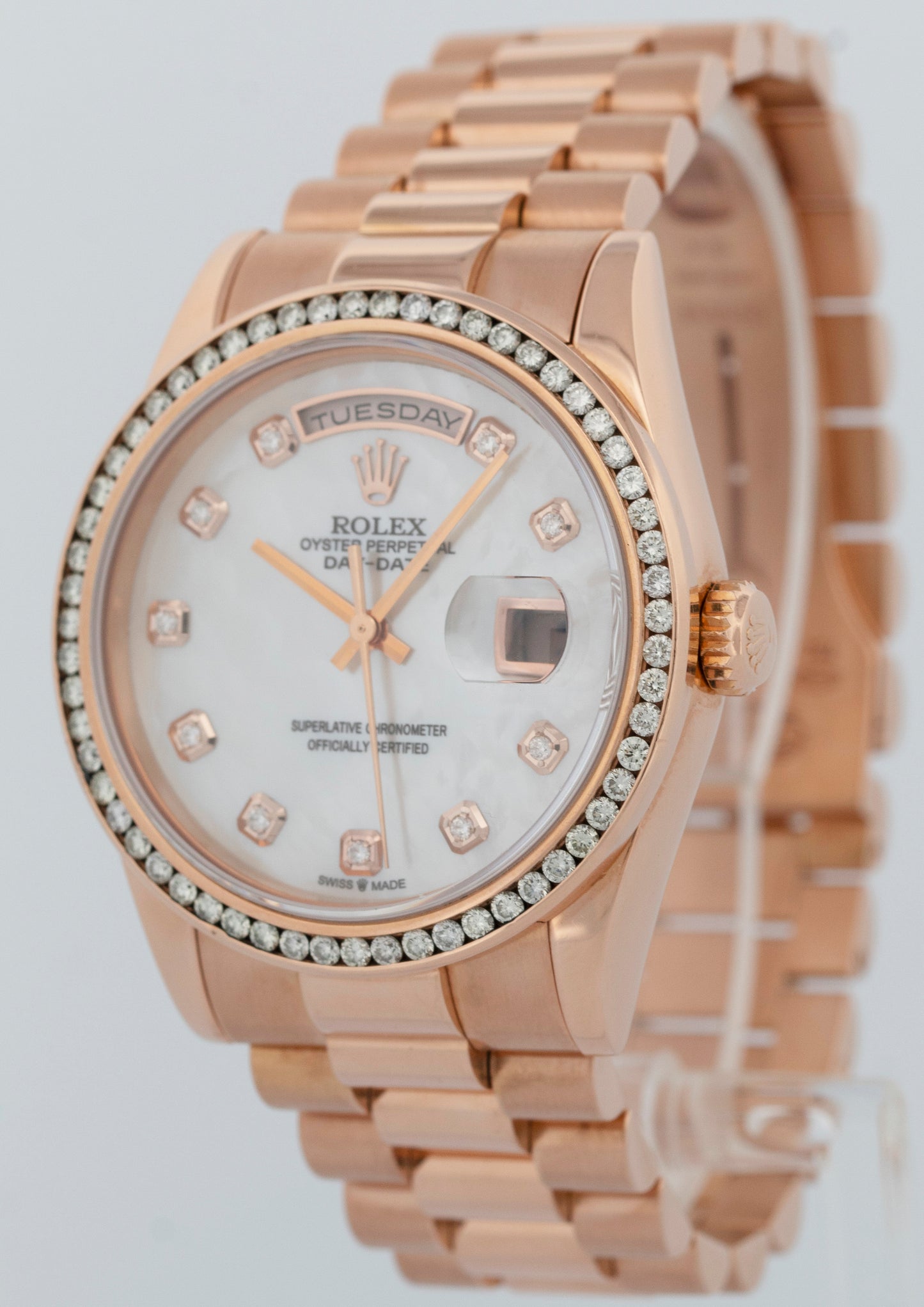 MINT Rolex Day-Date President DIAMOND MOP 18k Rose Gold 36mm 118235 Watch BOX
