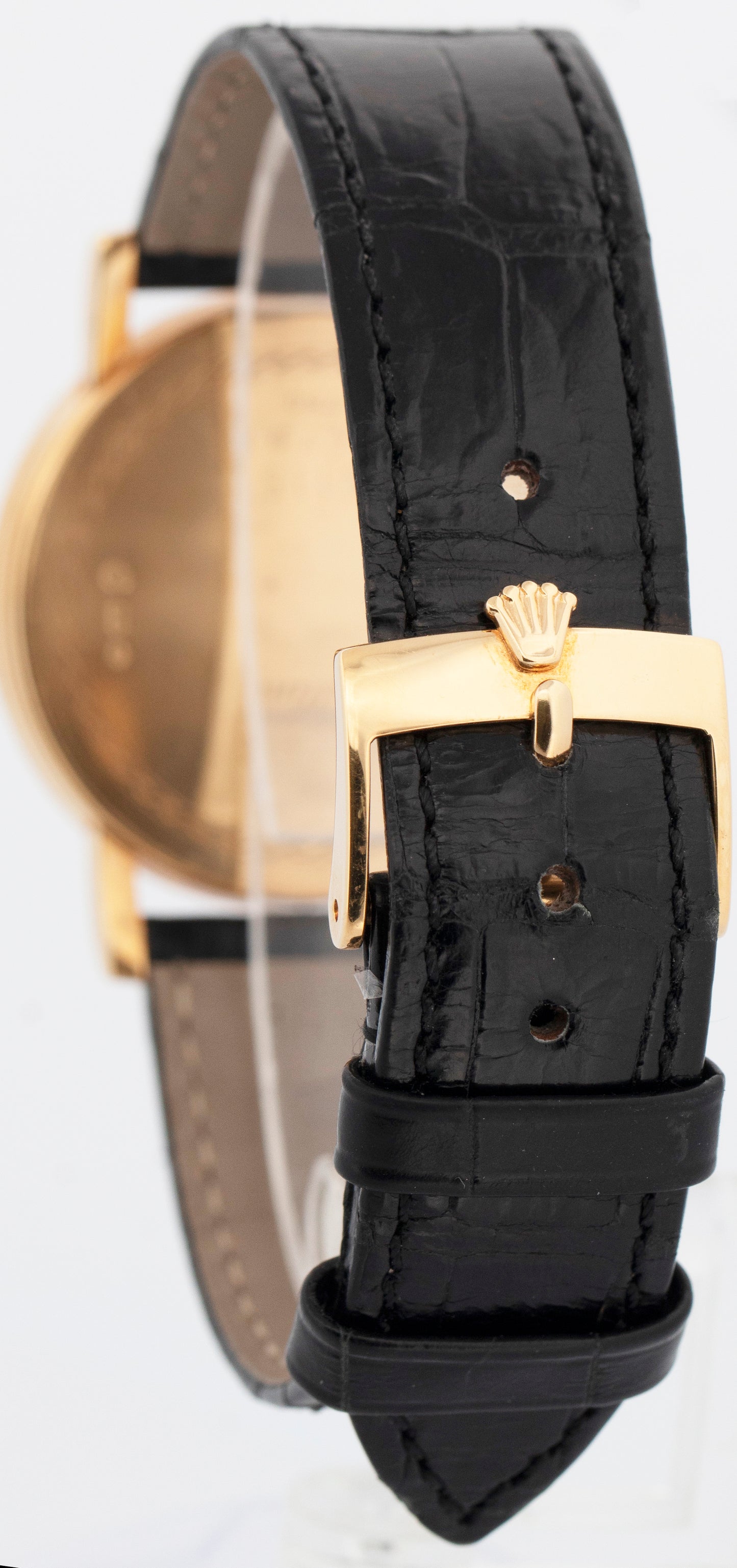 PAPERS Rolex Cellini 18K Yellow Gold Slate Steel Leather 5115/8 32mm Watch BOX