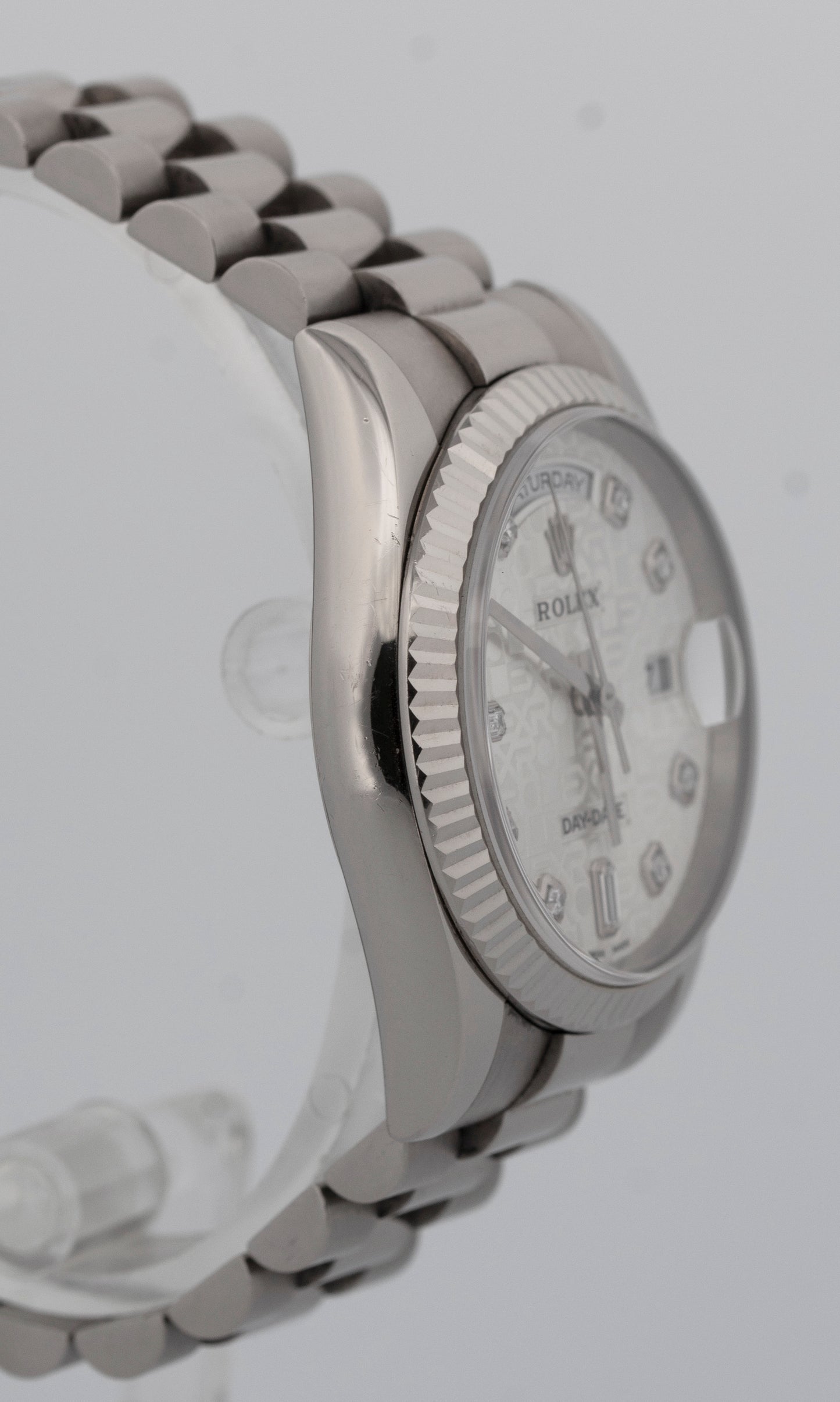 Rolex Day-Date President 36mm Silver Jubilee DIAMOND 18K White Gold 118239 Watch
