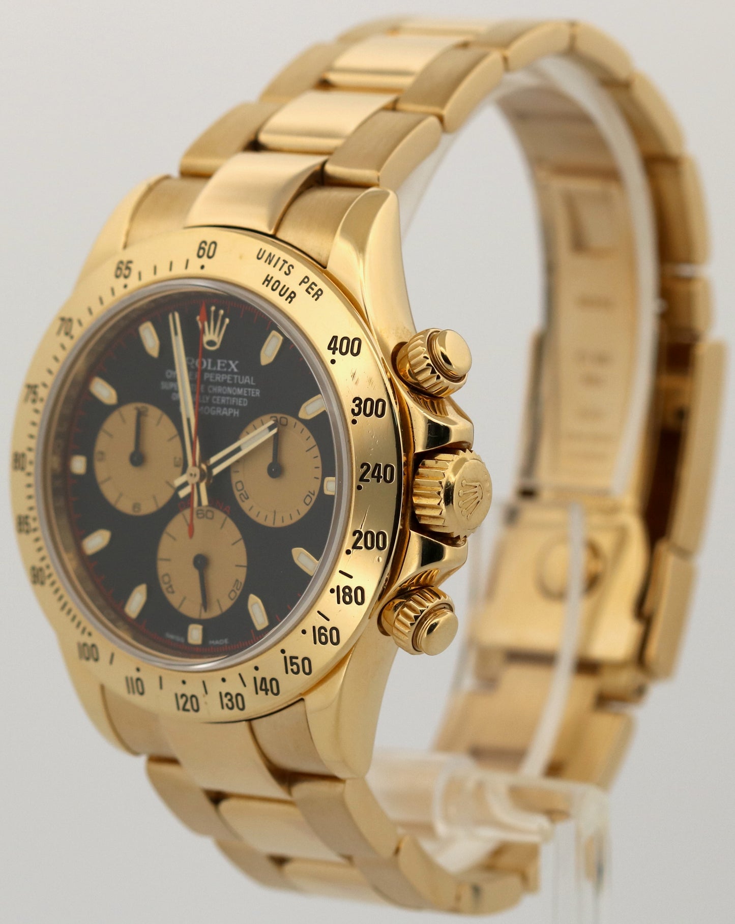 Rolex Daytona Cosmograph 18K Yellow Gold 40mm Black NEWMAN Watch 116528 BOX