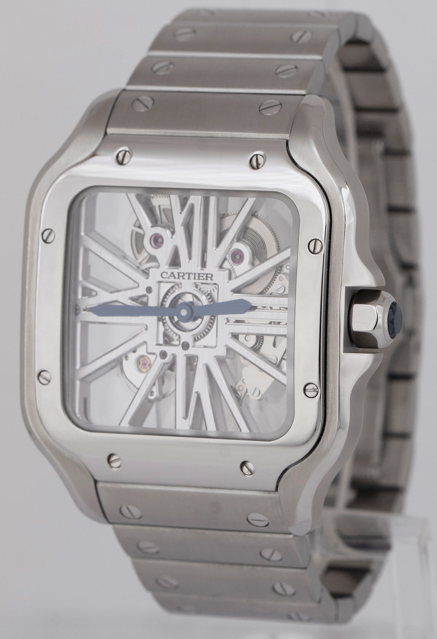 MINT PAPERS Cartier Santos 39.8mm Skeleton Stainless Steel WHSA0015 4109 BOX