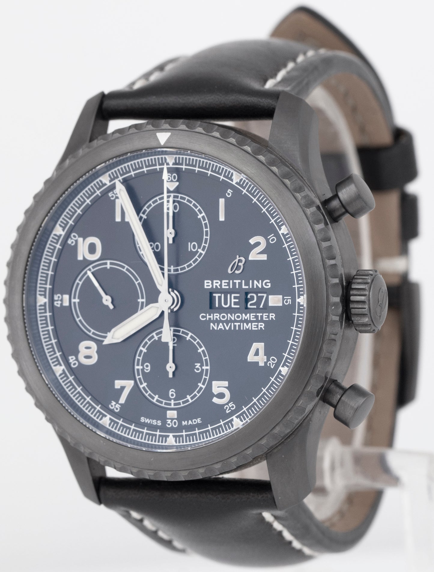 MINT Breitling Navitimer 8 BLACK Steel 43mm DLC Chronograph Watch M13314 BOX
