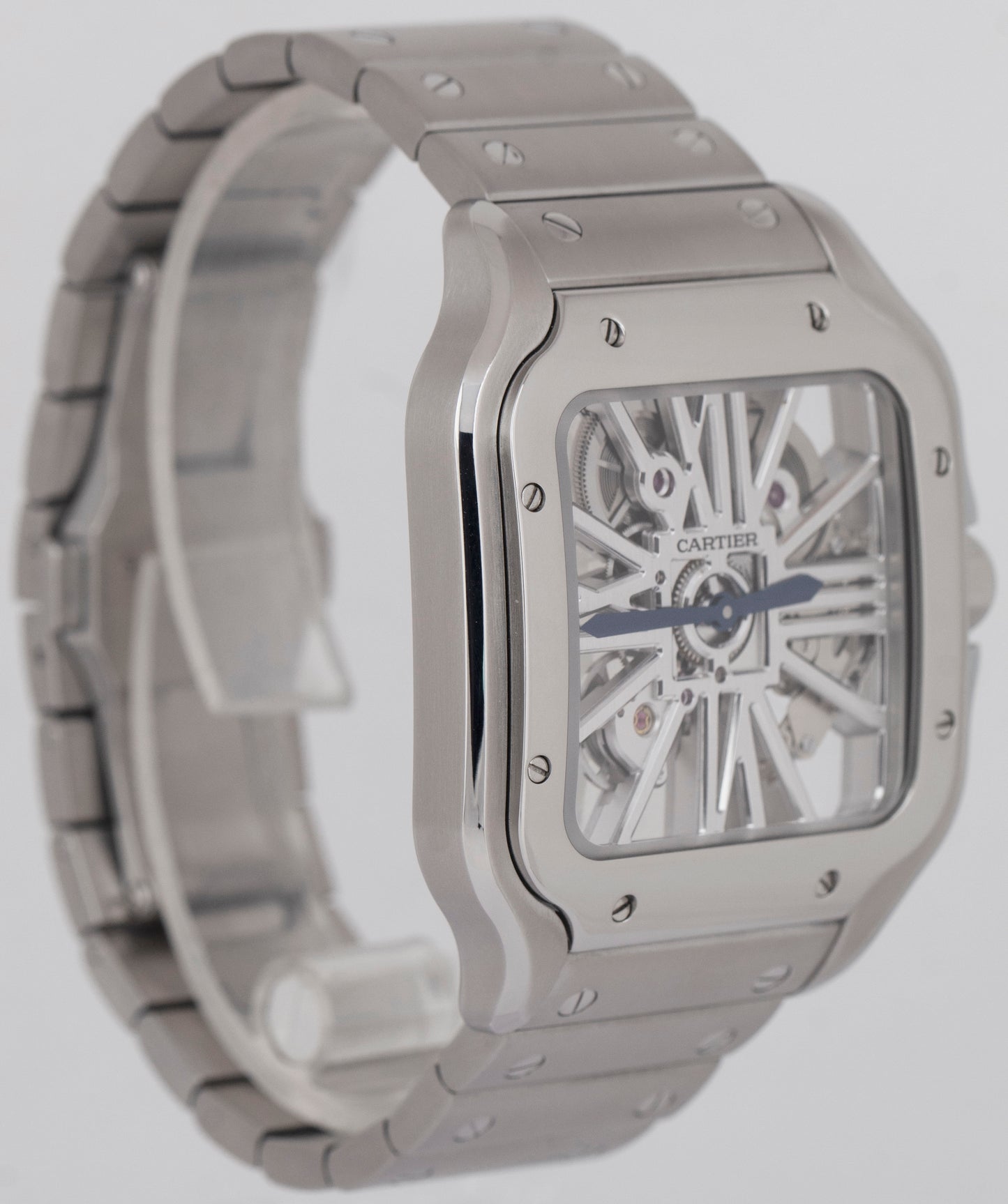 MINT PAPERS Cartier Santos 39.8mm Skeleton Stainless Steel WHSA0015 4109 BOX