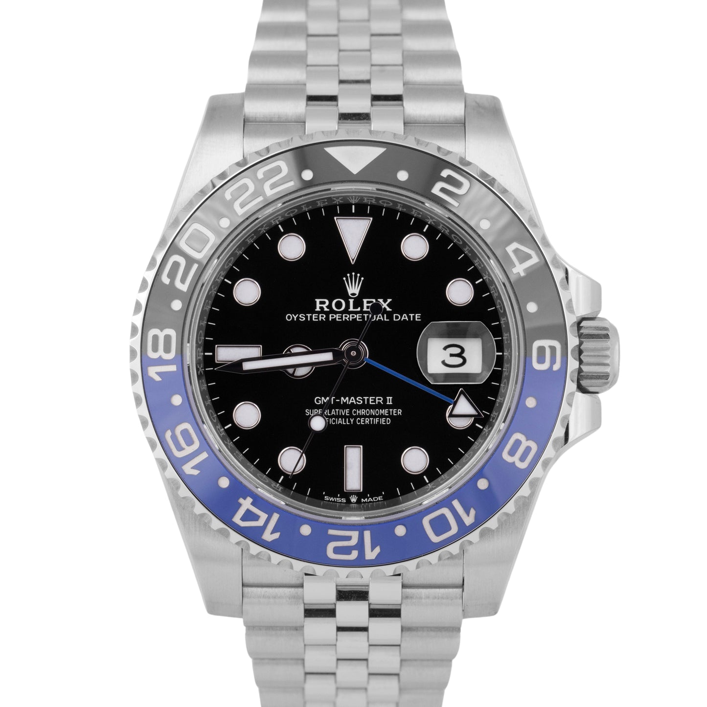 NEW OLD STOCK PAPERS Rolex GMT-Master II BATMAN Jubilee 40mm 126710 BLNR BOX