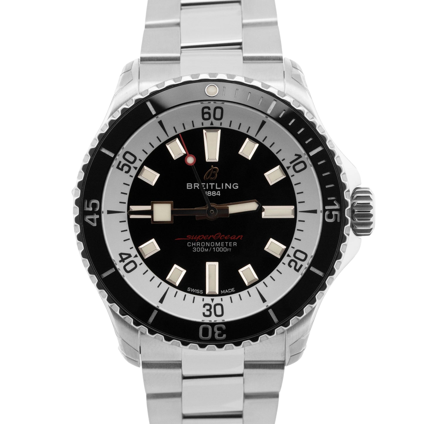 PAPERS Breitling SuperOcean 42mm Black Steel Automatic Watch A17375 Watch BOX