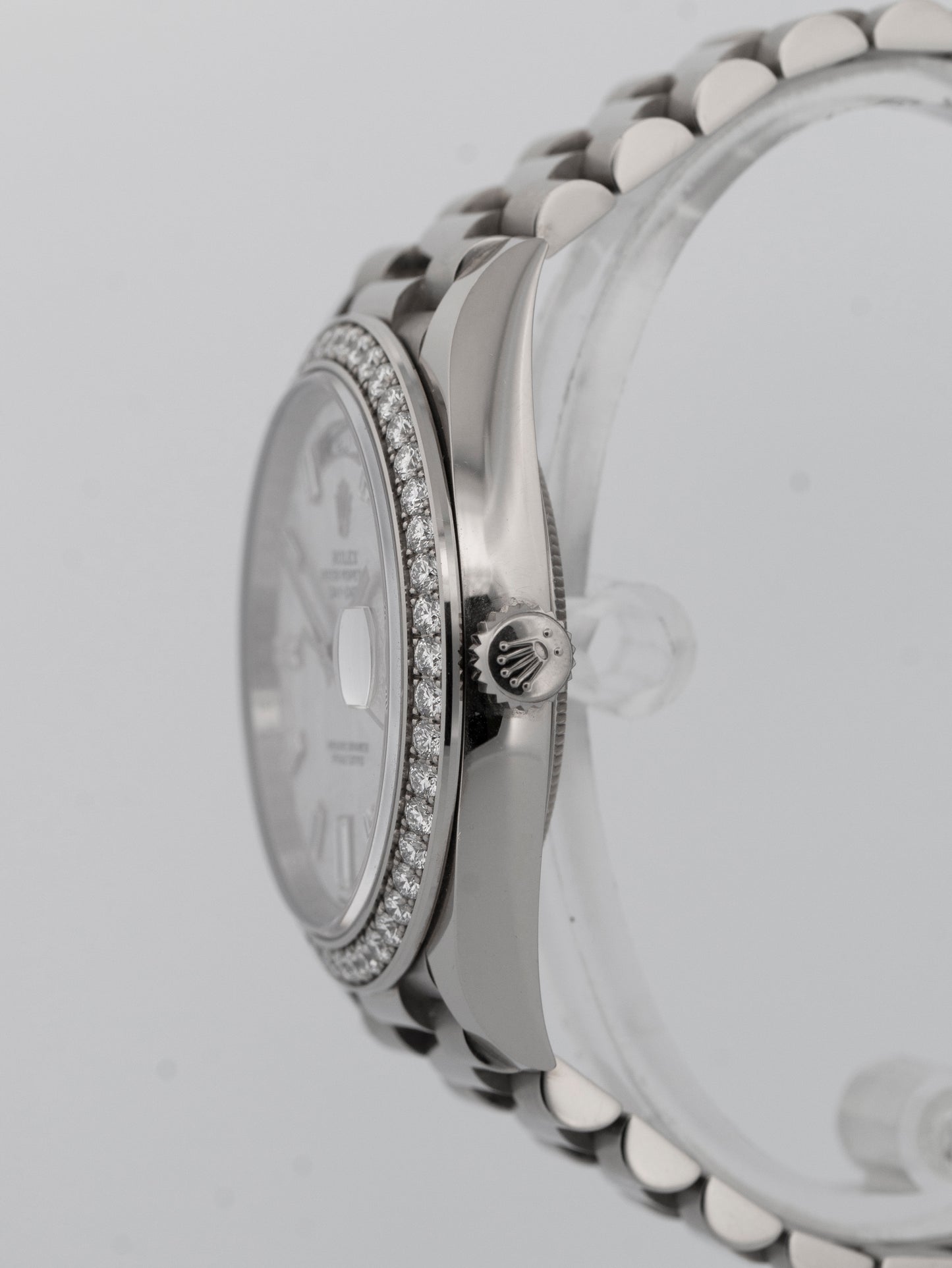 PAPERS Rolex Day-Date 40mm METEORITE BAGUETTE DIAMOND 18K White Gold 228349 RBR