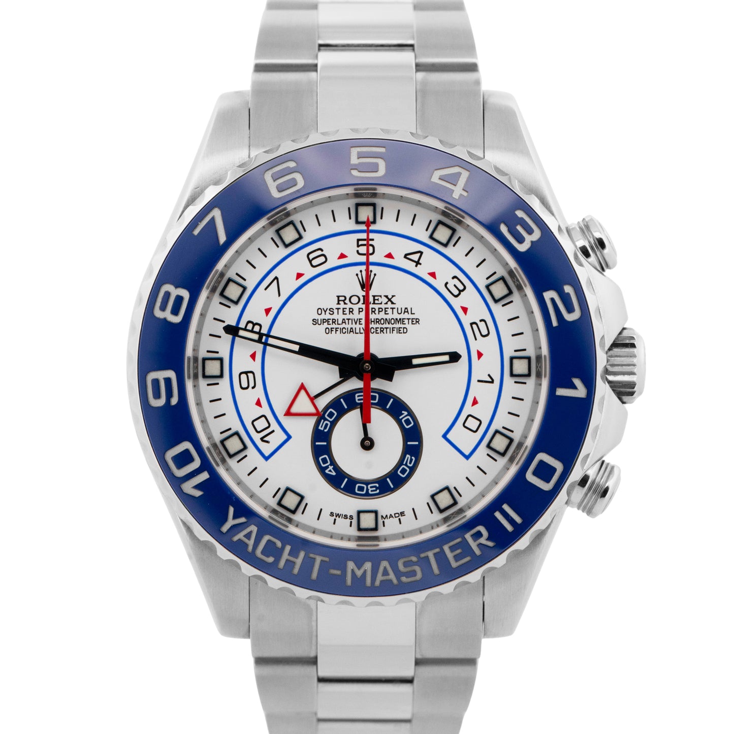 PAPERS Rolex Yacht-Master II 44mm Blue White Stainless Steel Watch 116680 BOX