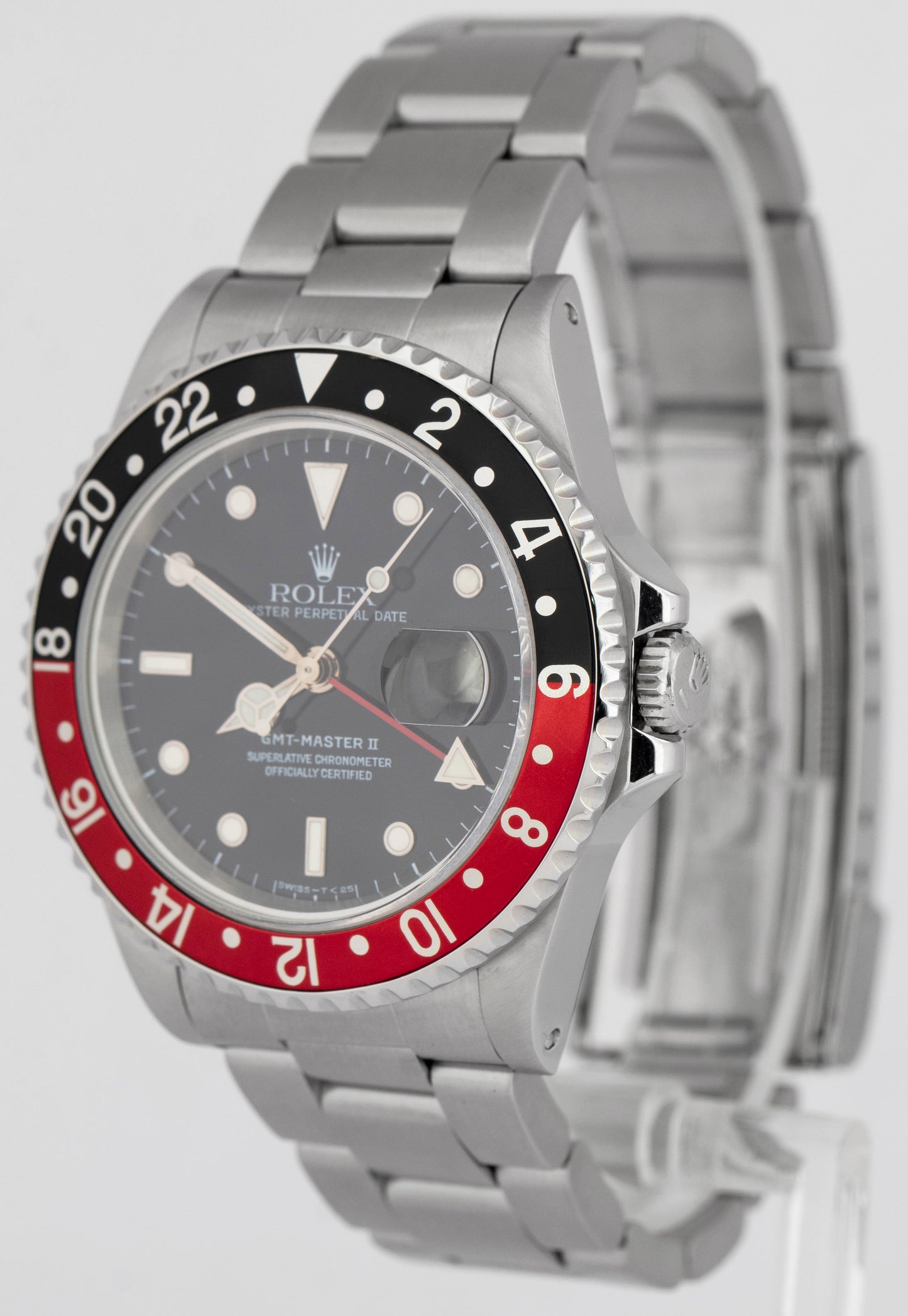 MINT Rolex GMT-Master II 40mm Coke Red Black Stainless Steel Oyster Watch 16710