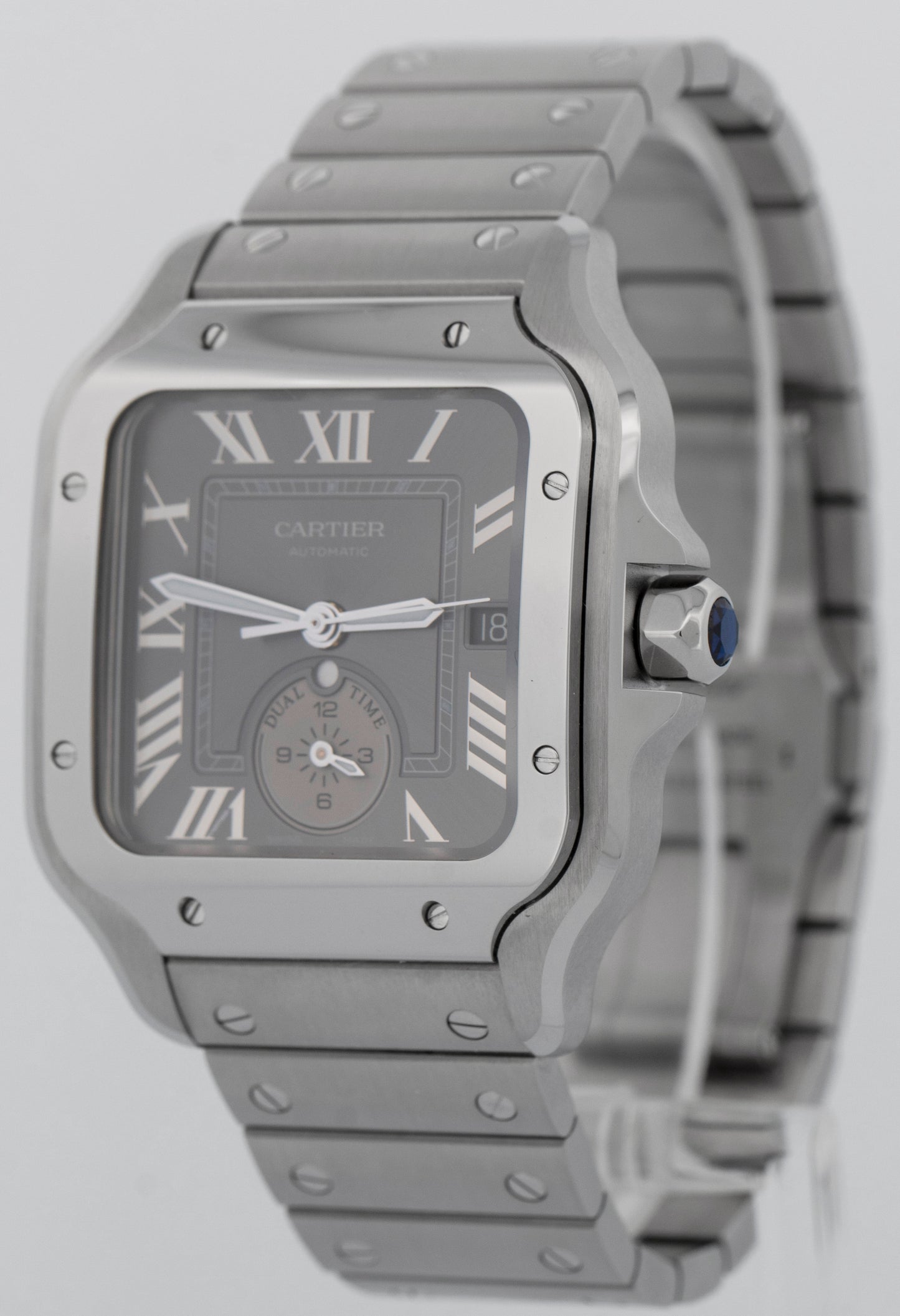 2024 PAPERS Cartier Santos Dual Time 37.7mm Anthracite Gray 4590 WSSA0076 BOX