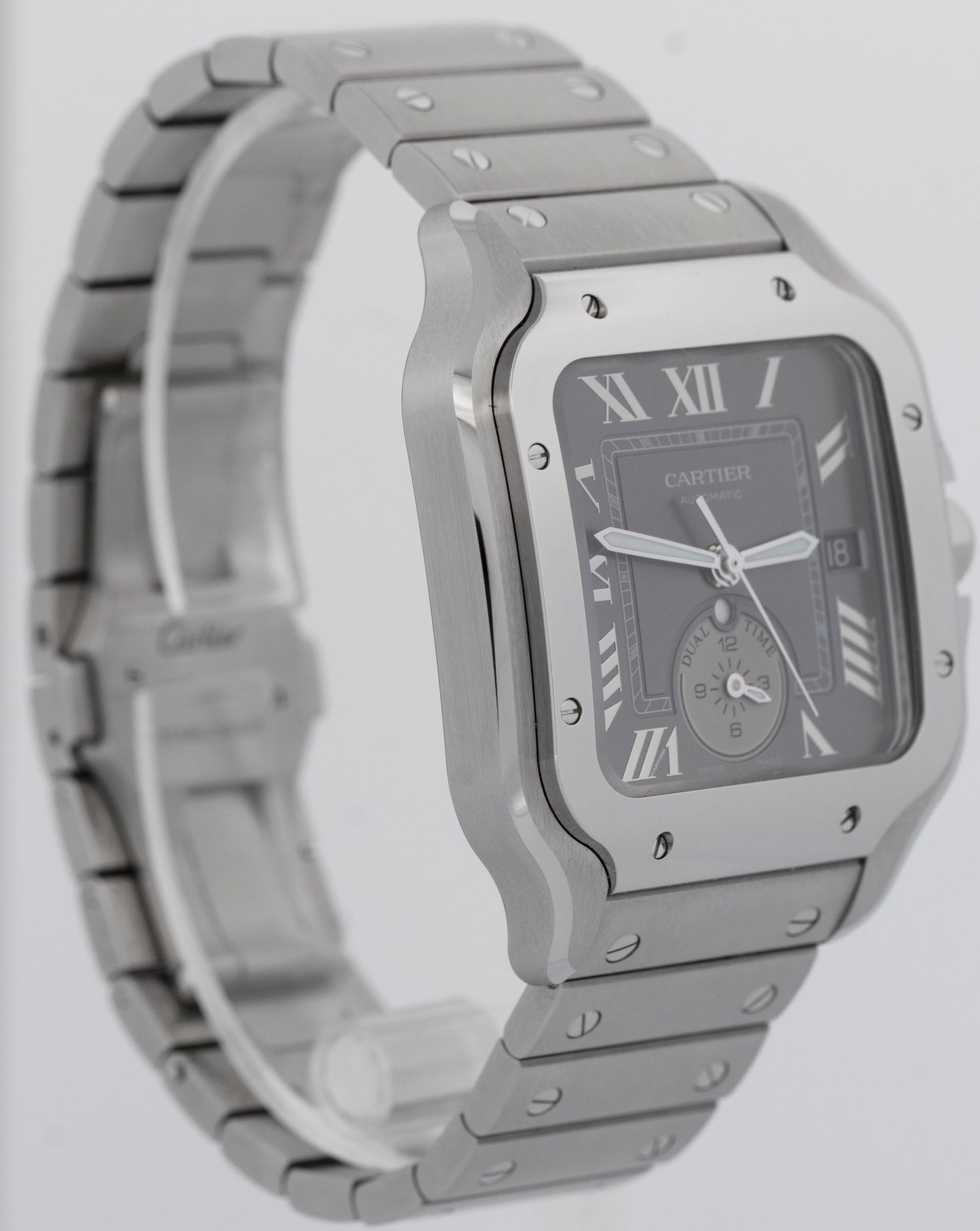 2024 PAPERS Cartier Santos Dual Time 37.7mm Anthracite Gray 4590 WSSA0076 BOX
