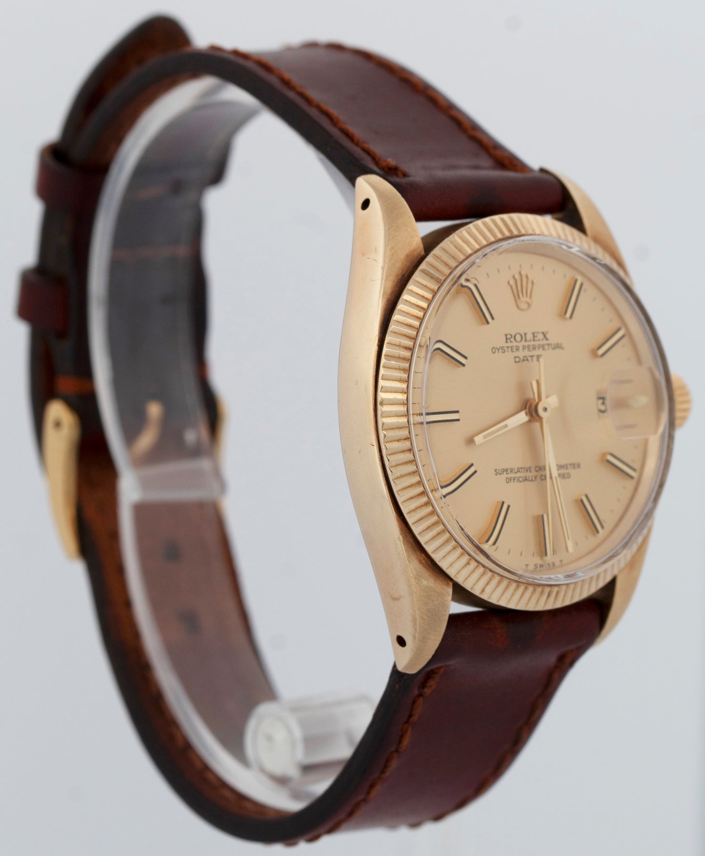 VINTAGE Rolex Oyster Perpetual Date 34mm Champagne 14K Yellow Gold Watch 1503