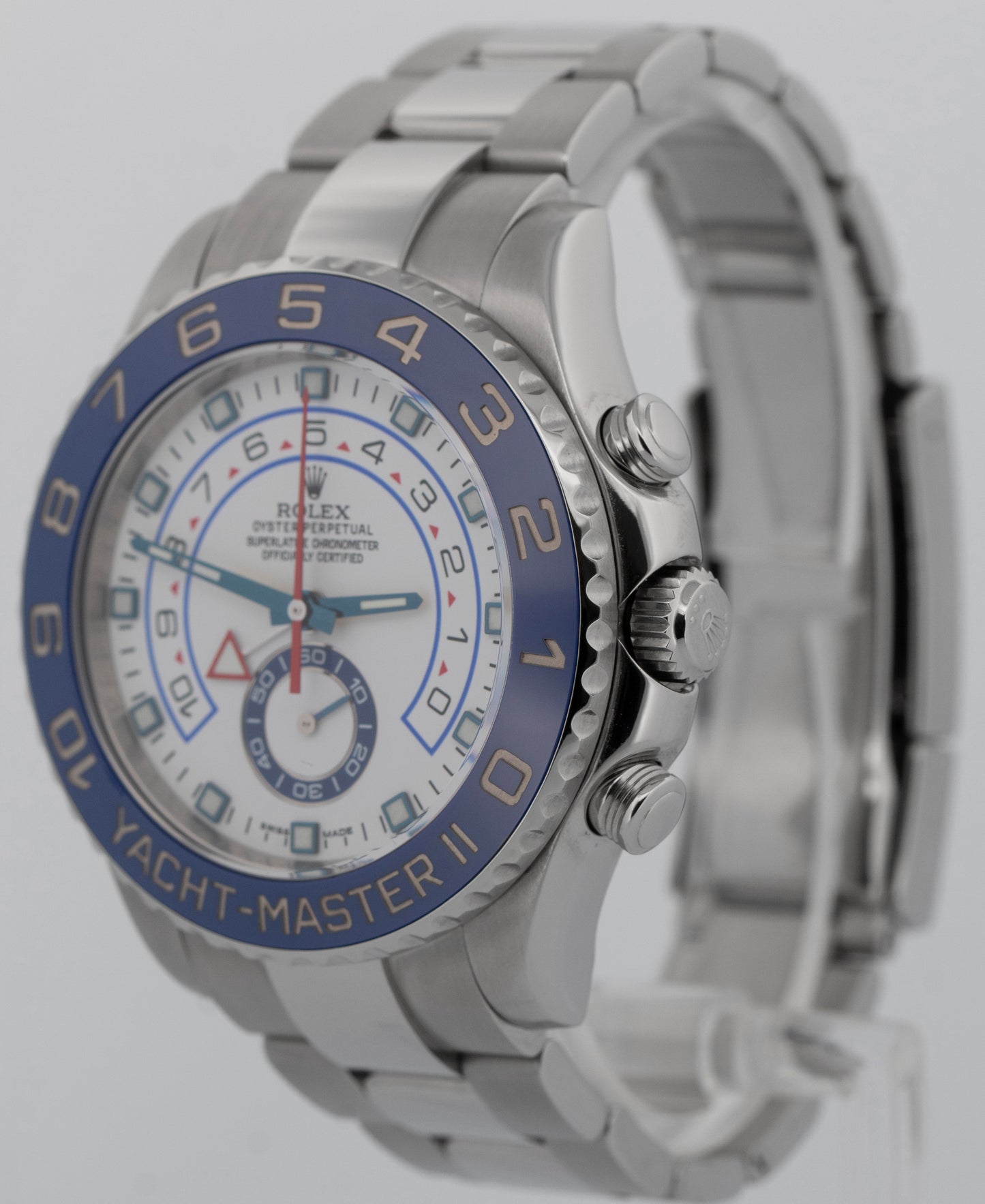 PAPERS Rolex Yacht-Master II 44mm Blue White Stainless Steel Watch 116680 BOX