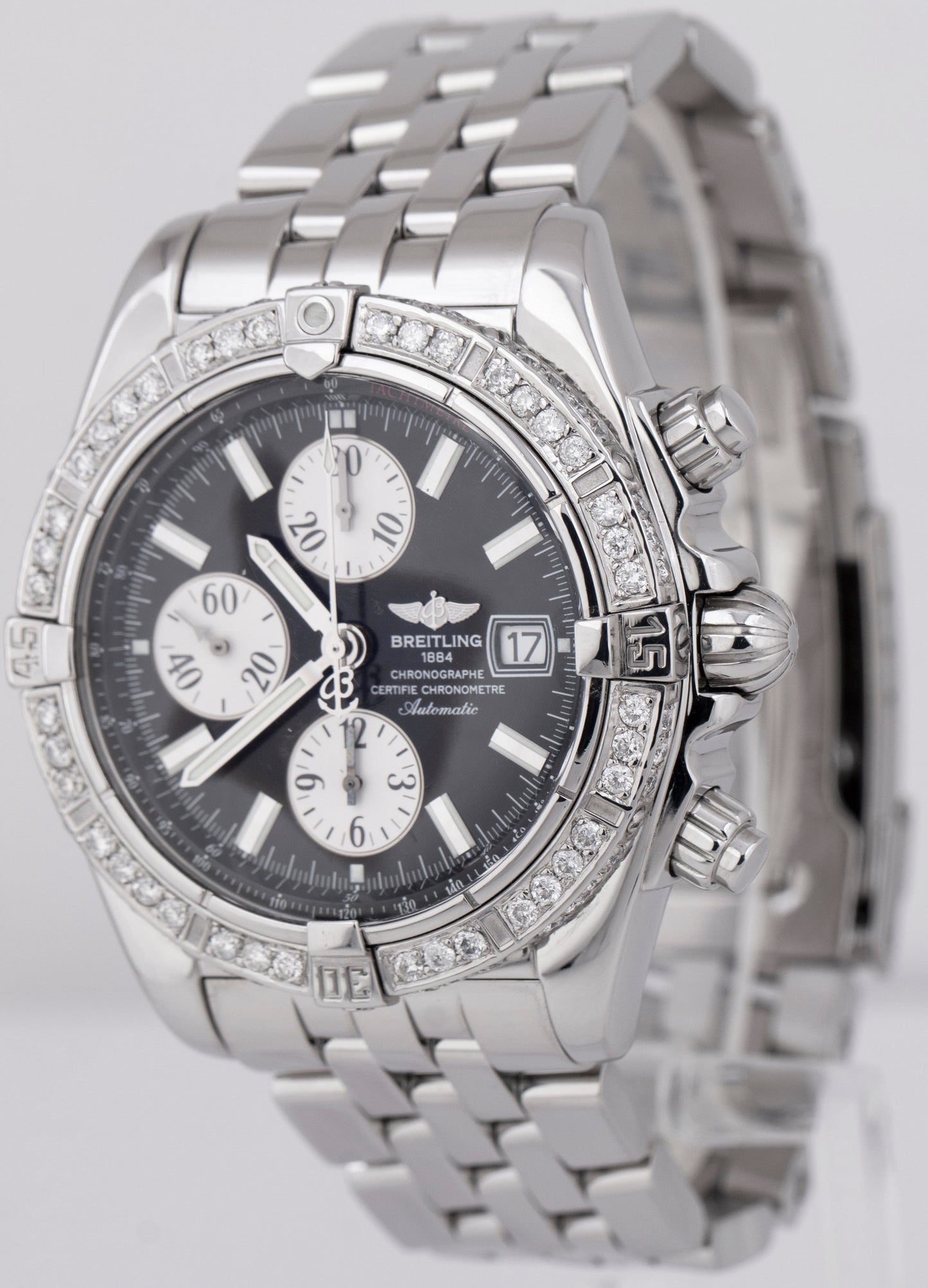 MINT Breitling Chronomat Evolution DIAMOND Stainless Steel 44mm Watch A13356
