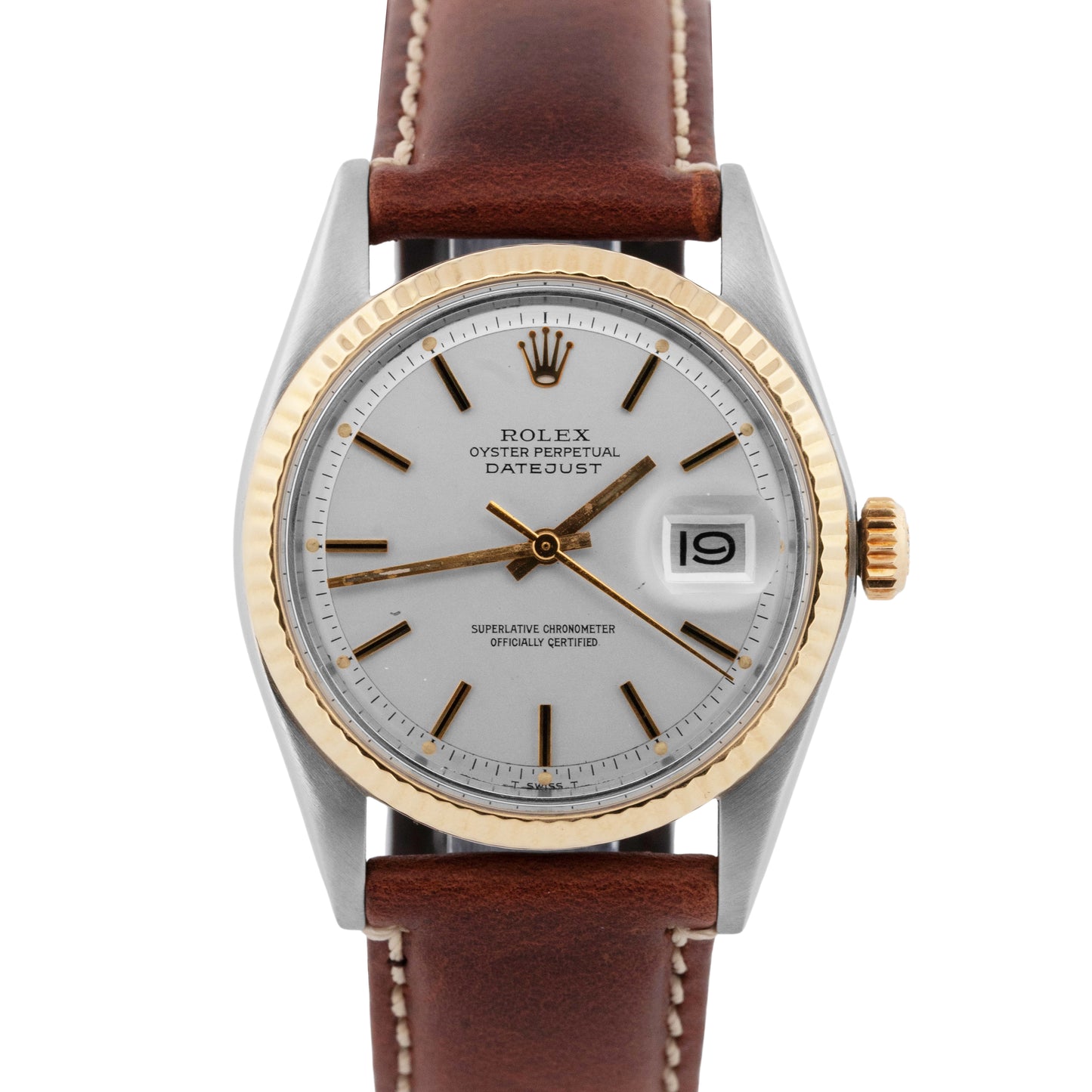 Rolex DateJust 36mm Silver Two-Tone Yellow Gold Stainless Steel Watch 1601