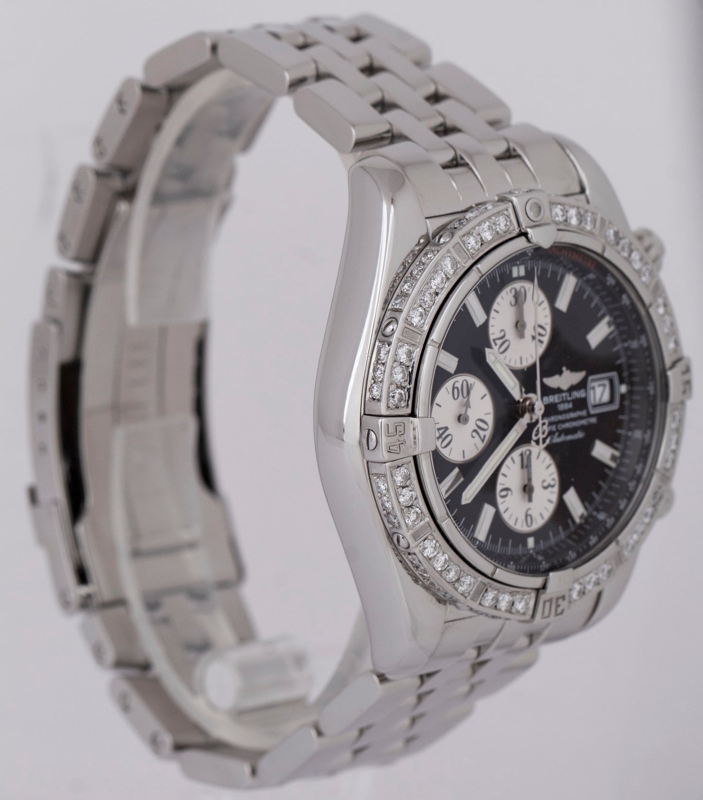MINT Breitling Chronomat Evolution DIAMOND Stainless Steel 44mm Watch A13356