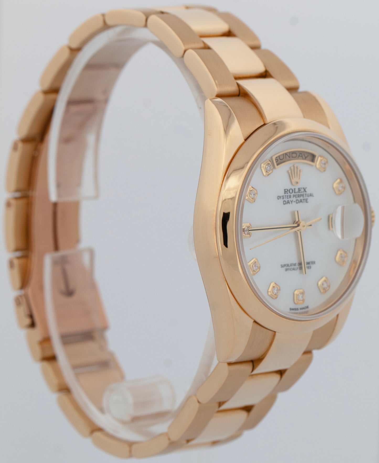Rolex Day-Date Mother of Pearl 18K Yellow Gold OYSTER BRACELET 36mm Watch 118208