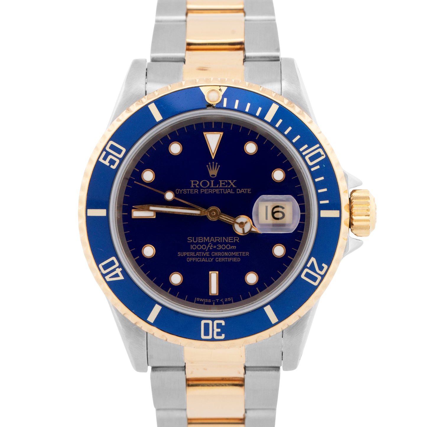 PAPERS Rolex Submariner Date 40mm BLUE PURPLE Two-Tone Steel 18K GOLD 16613 BOX