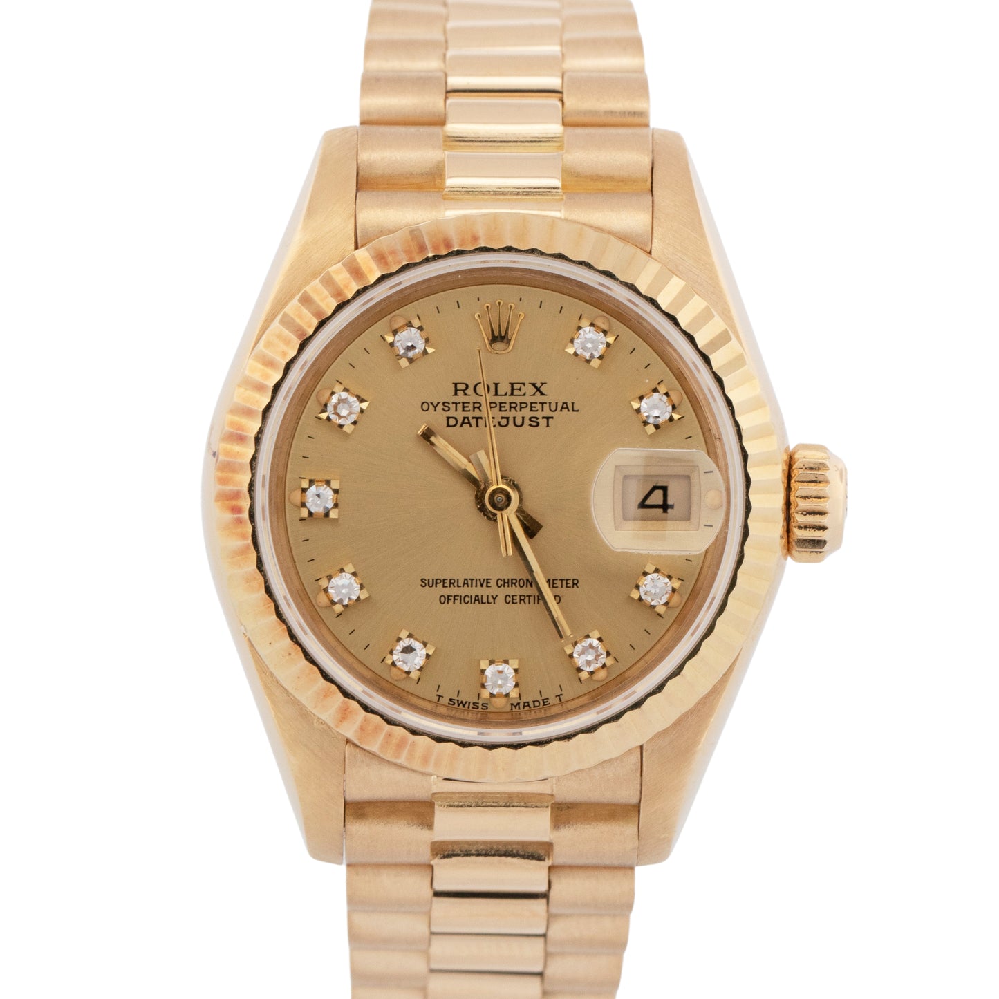 Rolex DateJust President 26mm FACTORY CHAMPAGNE DIAMOND 18K Yellow Gold 69178