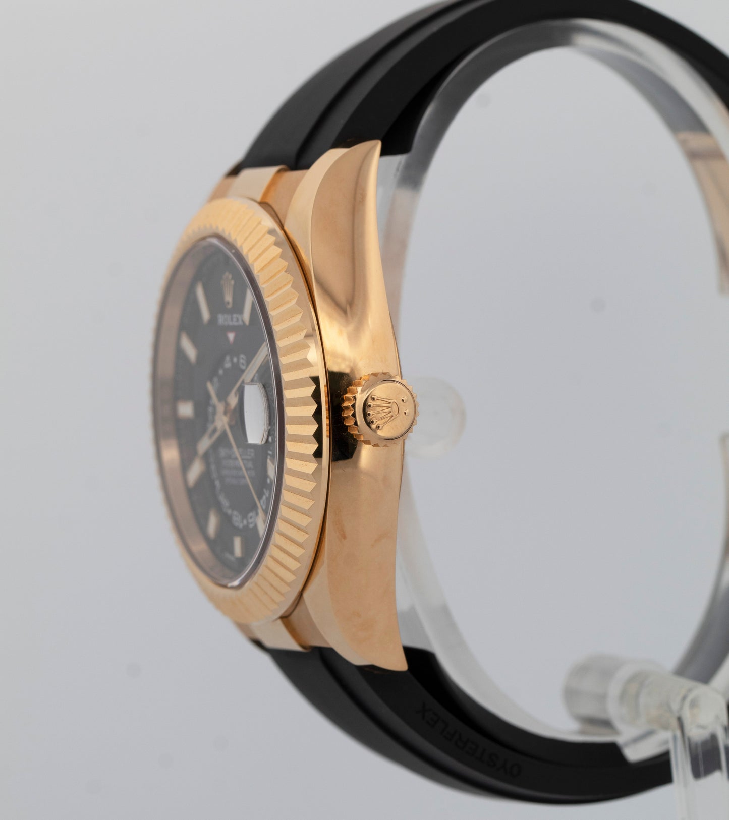 PAPERS Rolex Sky-Dweller 18K Yellow Gold Black Oysterflex 42mm 326238 BOX