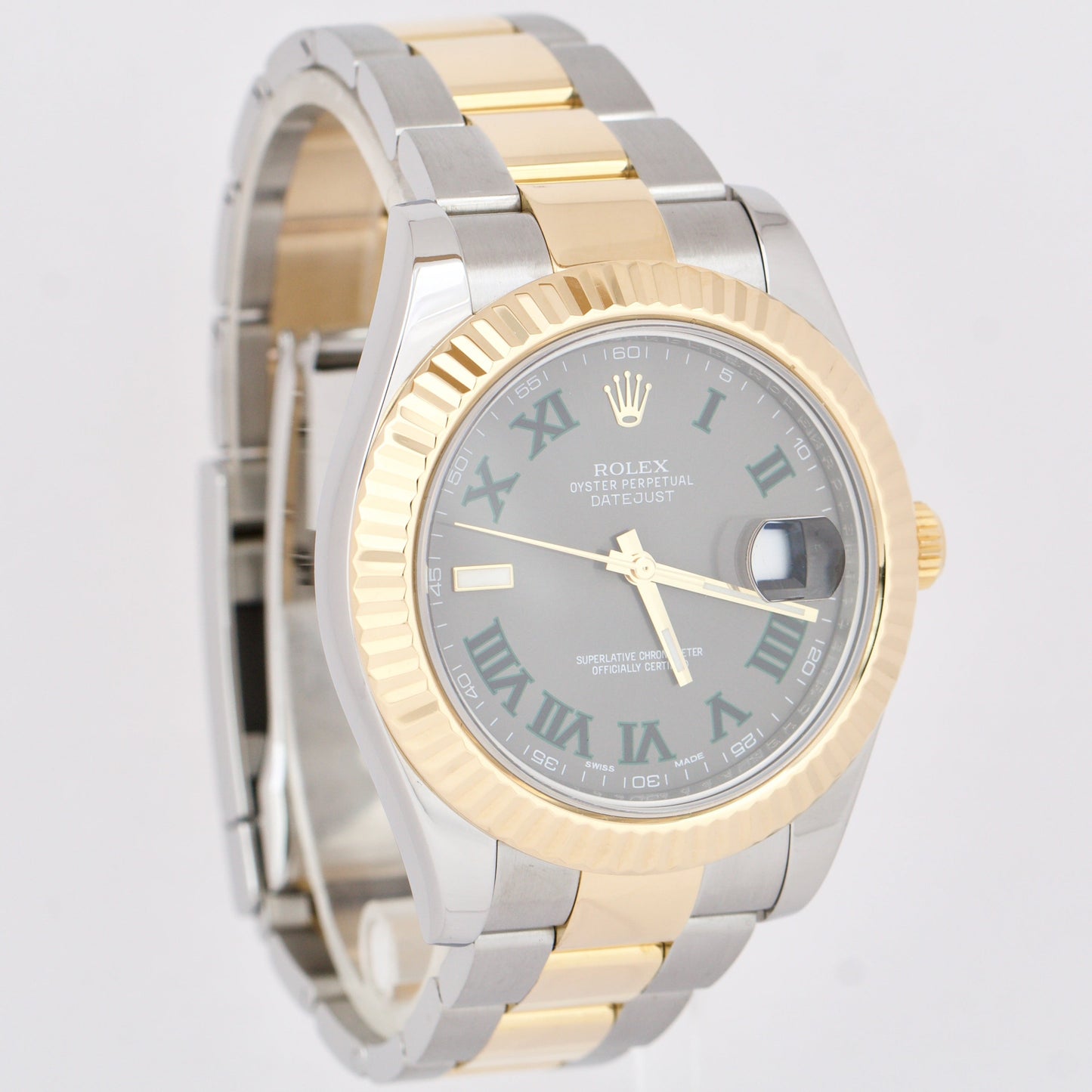 MINT PAPERS Rolex Datejust II 2 WIMBLEDON Roman 18K Gold Steel 41mm 116333 B+P