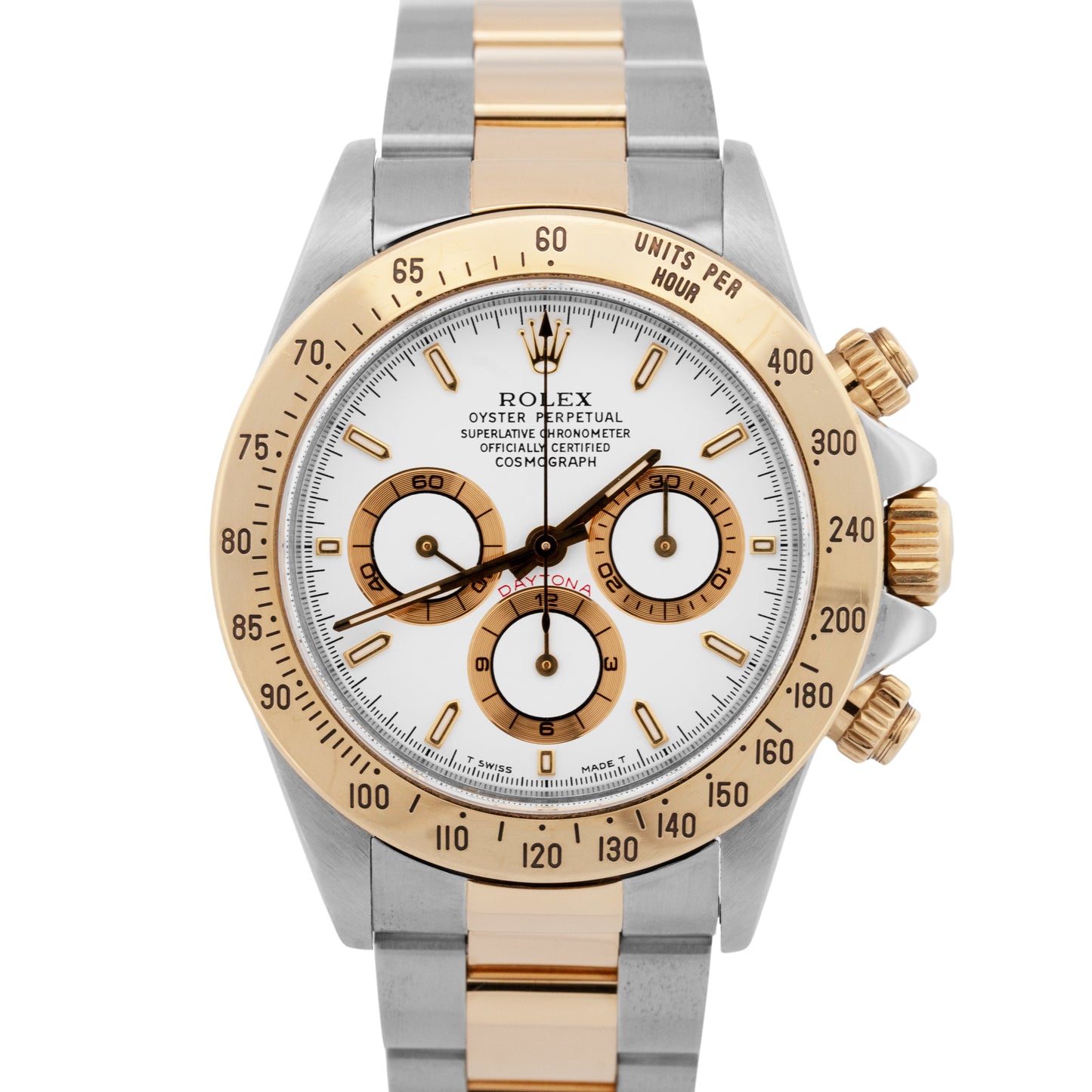1997 Rolex Daytona Cosmograph White Two-Tone 18K Yellow Gold Steel Watch 16523