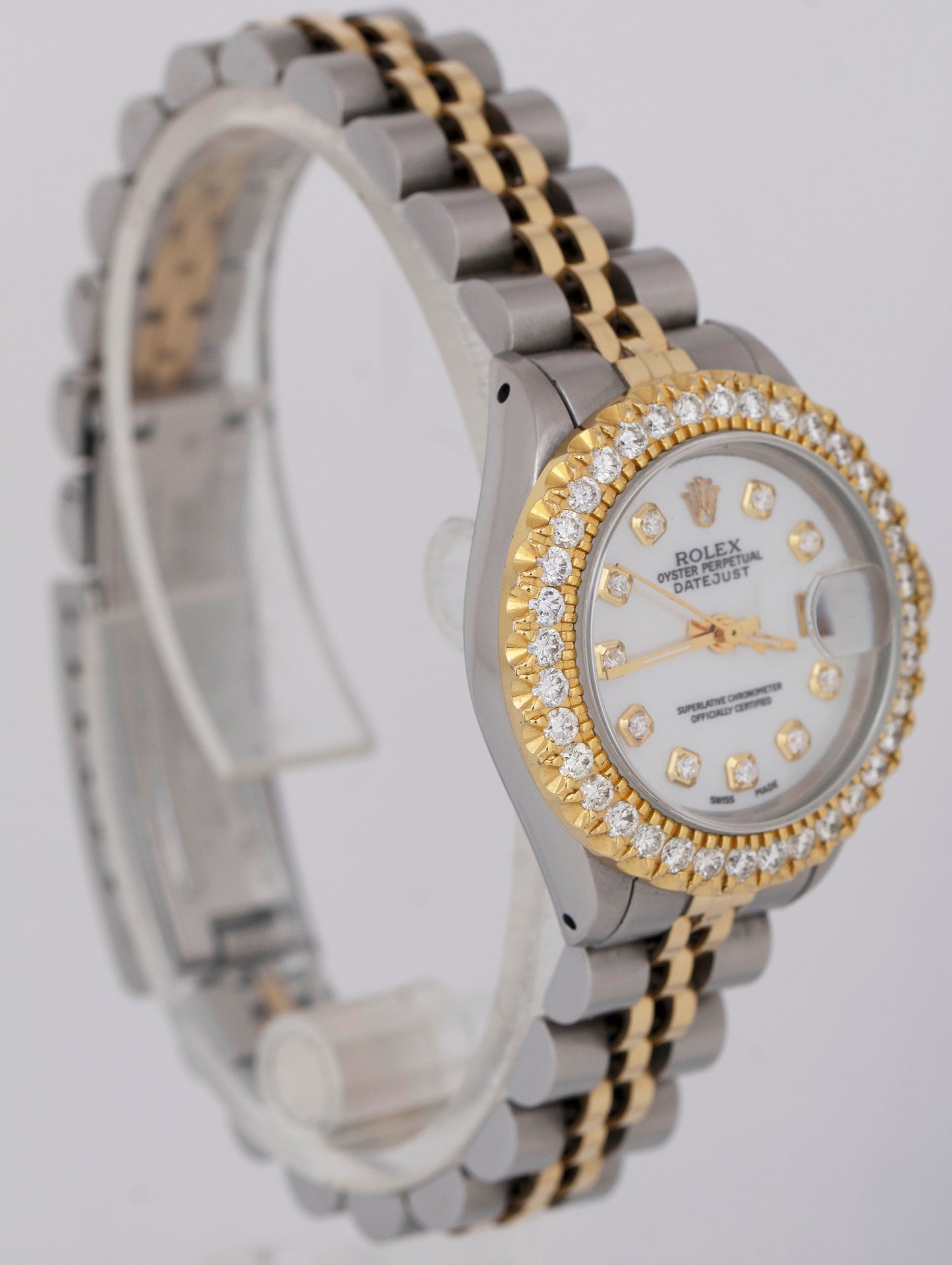 Ladies Rolex Date 26mm MOP DIAMOND Two-Tone 18K Gold Steel Jubilee Watch 6917