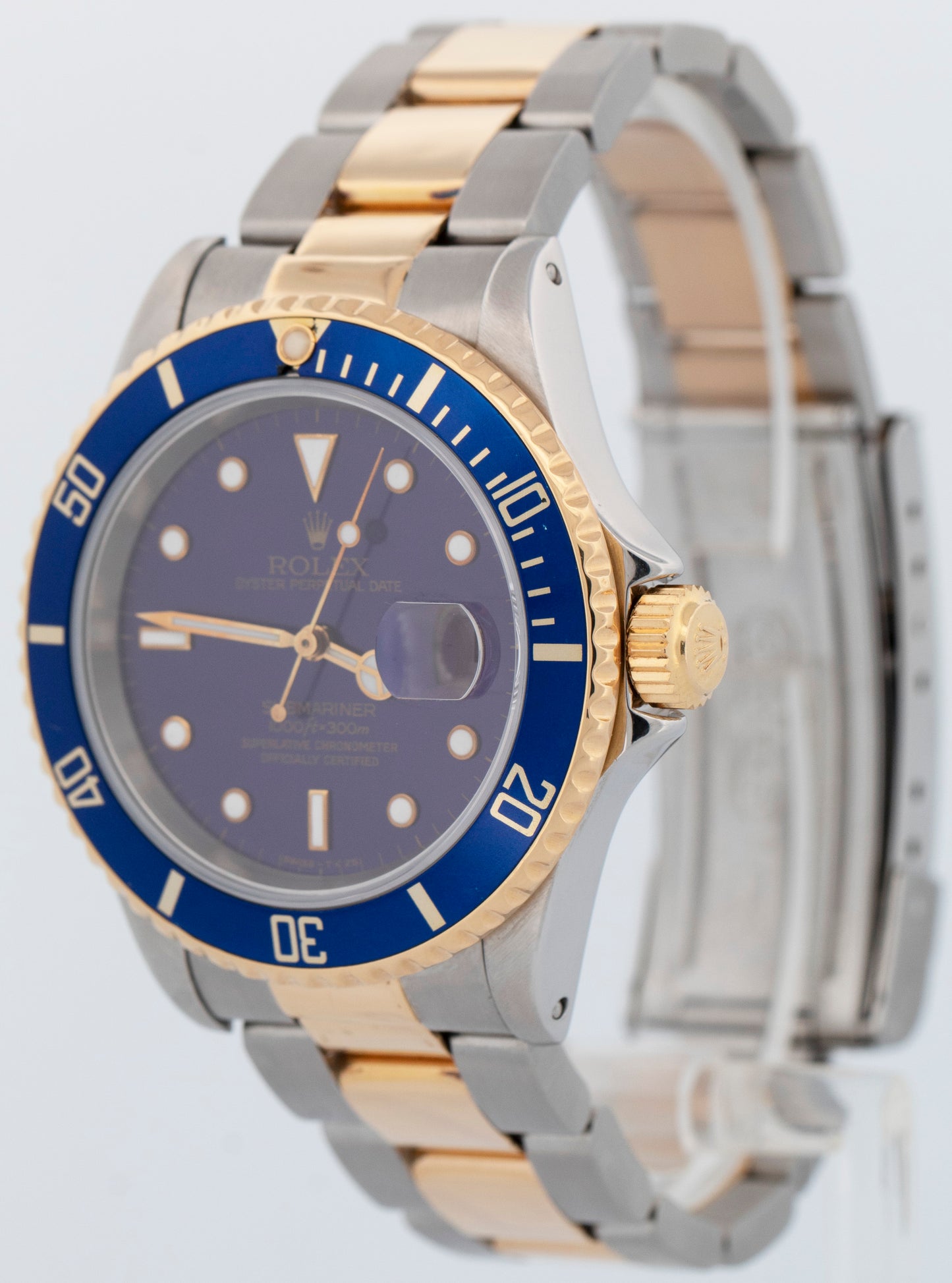 PAPERS Rolex Submariner Date 40mm BLUE PURPLE Two-Tone Steel 18K GOLD 16613 BOX
