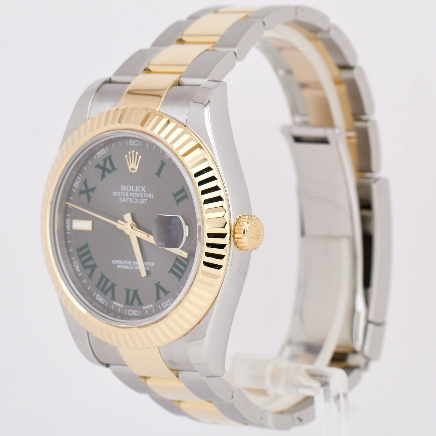 MINT PAPERS Rolex Datejust II 2 WIMBLEDON Roman 18K Gold Steel 41mm 116333 B+P