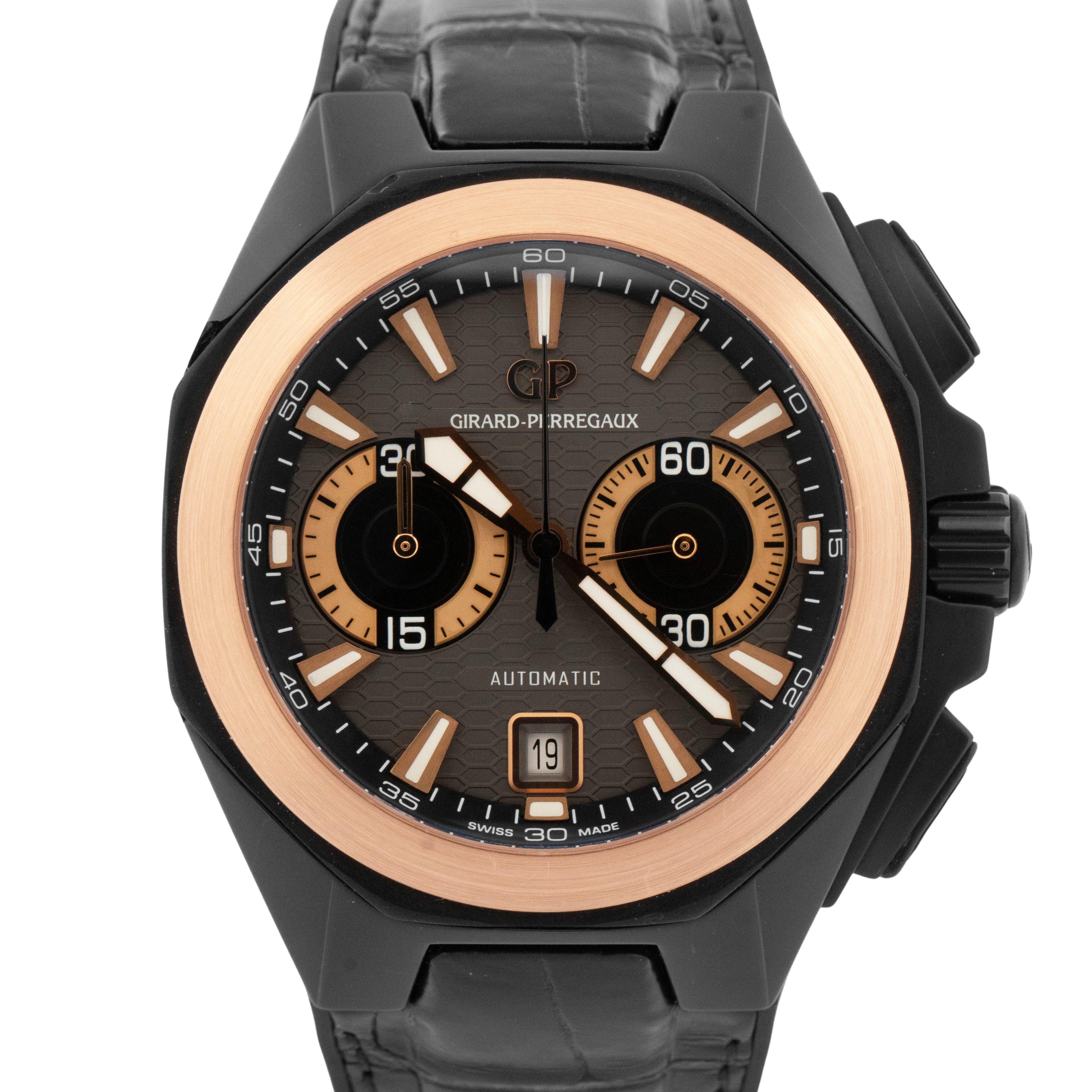 MINT Girard Perregaux Chrono Hawk HOLLYWOODLAND CERAMIC Rose Gold