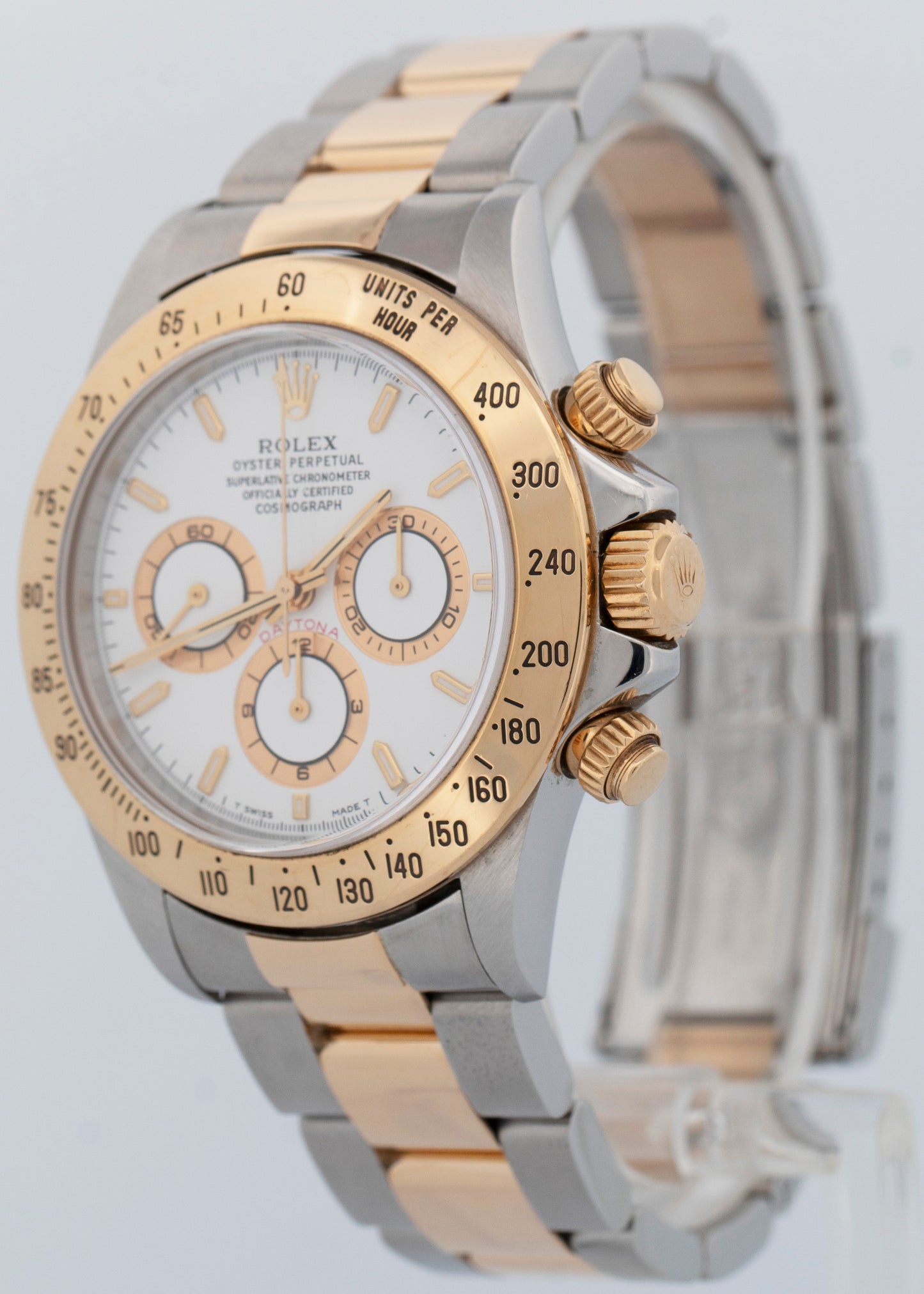 1997 Rolex Daytona Cosmograph White Two-Tone 18K Yellow Gold Steel Watch 16523
