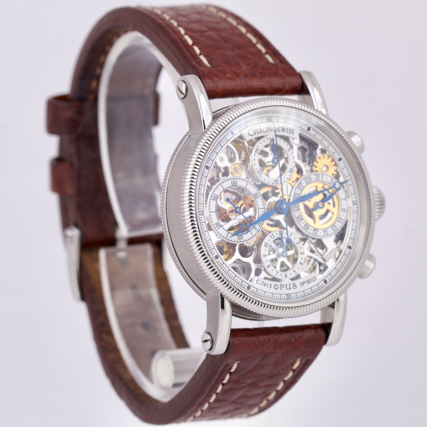 Chronoswiss Opus SKELETON 38mm Chronograph Stainless Steel Leather CH 7523 Watch