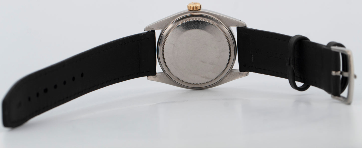 Rolex DateJust 36mm Two-Tone Steel Yellow Gold Silver Leather 16013 Watch