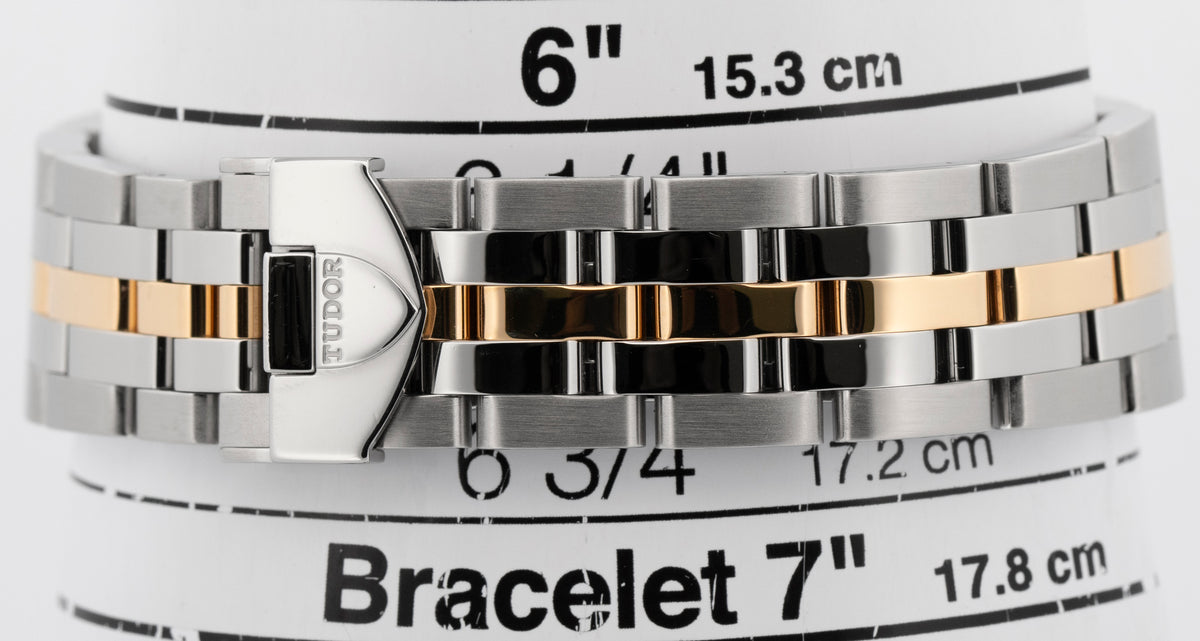 Tudor Glamour Date 55003 Black Diamond Two-Tone Yellow Gold Steel 36mm Watch