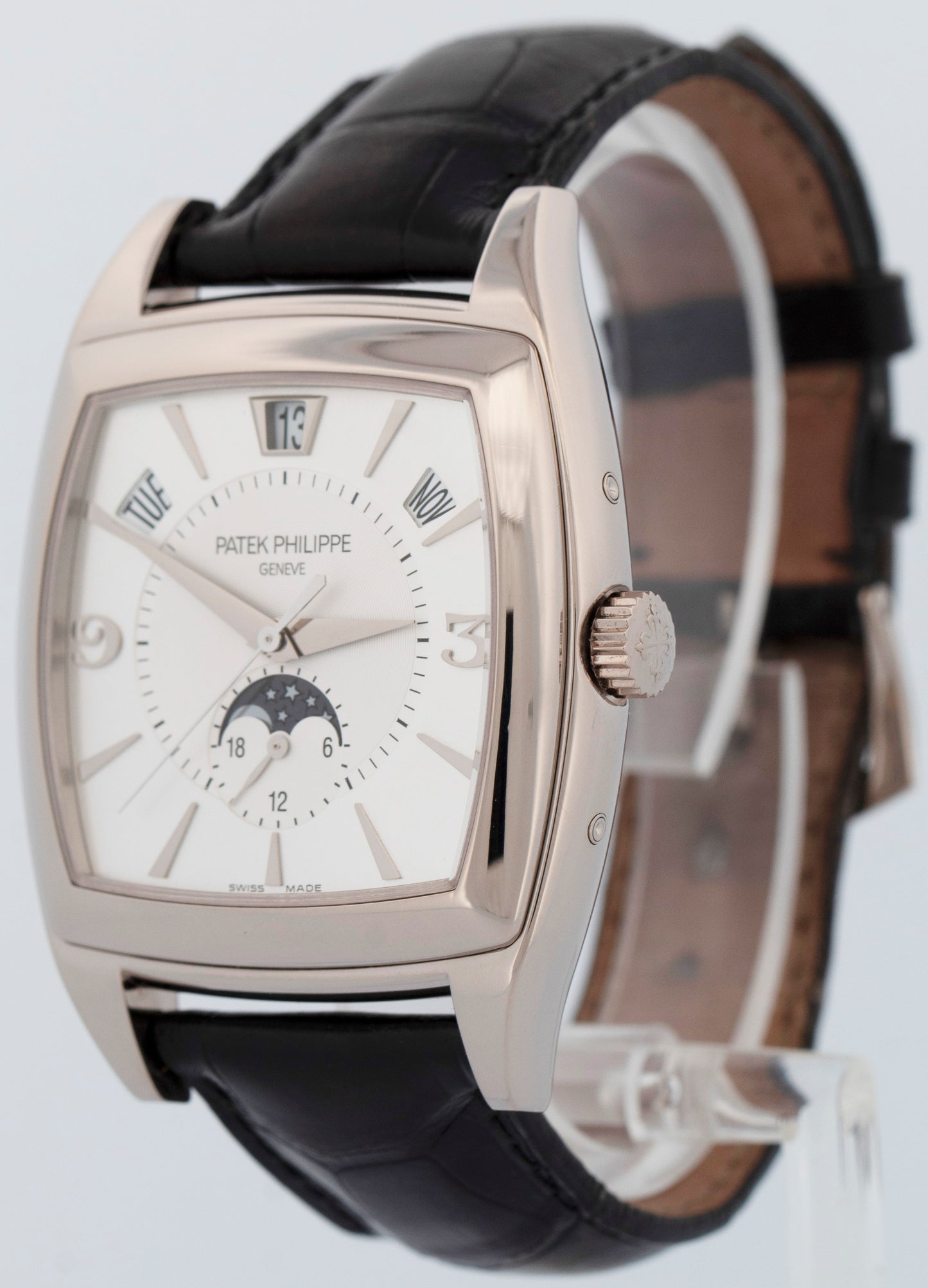 PAPERS Patek Philippe Gondolo Calendario 18k White Gold 51mm 5135G Watch BOX
