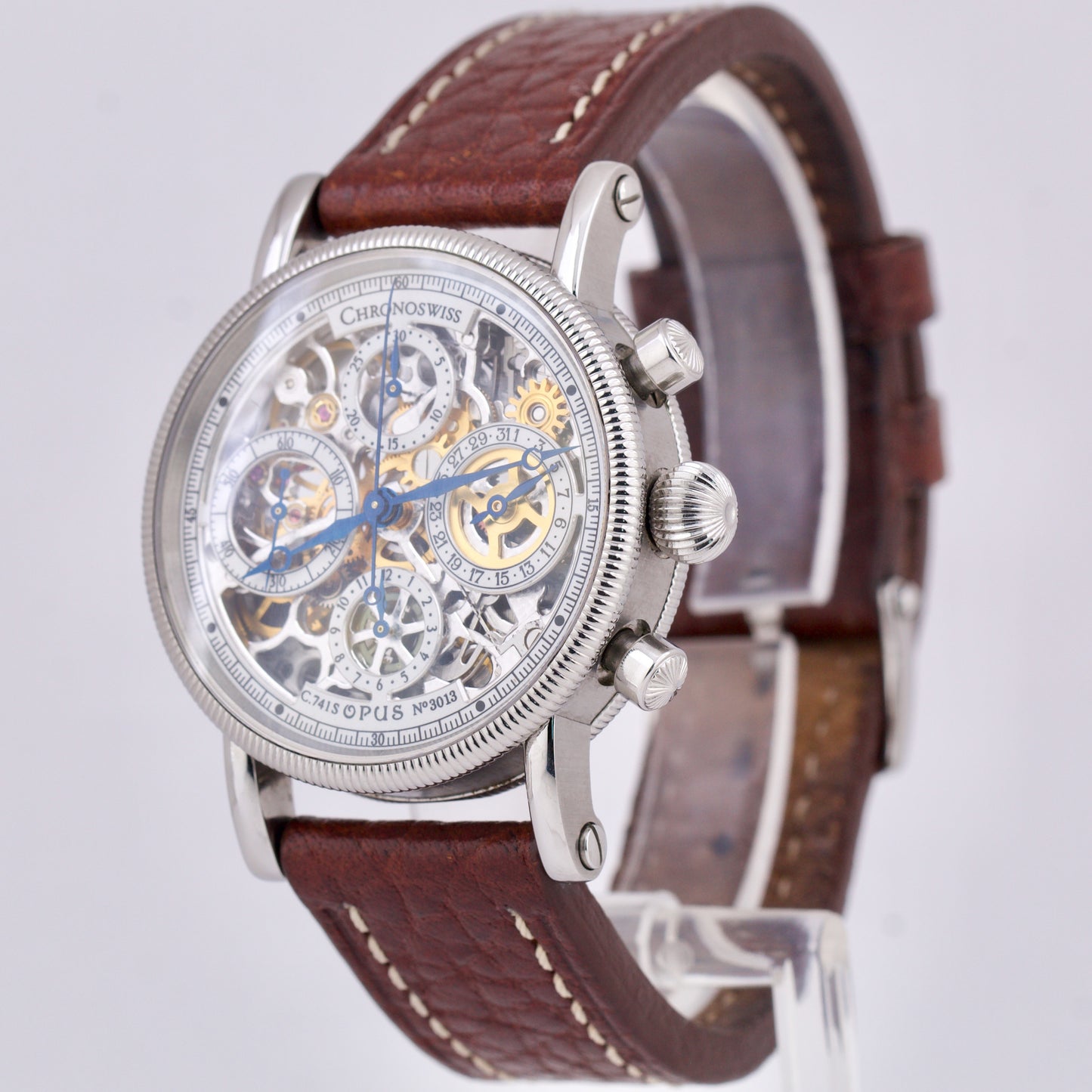 Chronoswiss Opus SKELETON 38mm Chronograph Stainless Steel Leather CH 7523 Watch