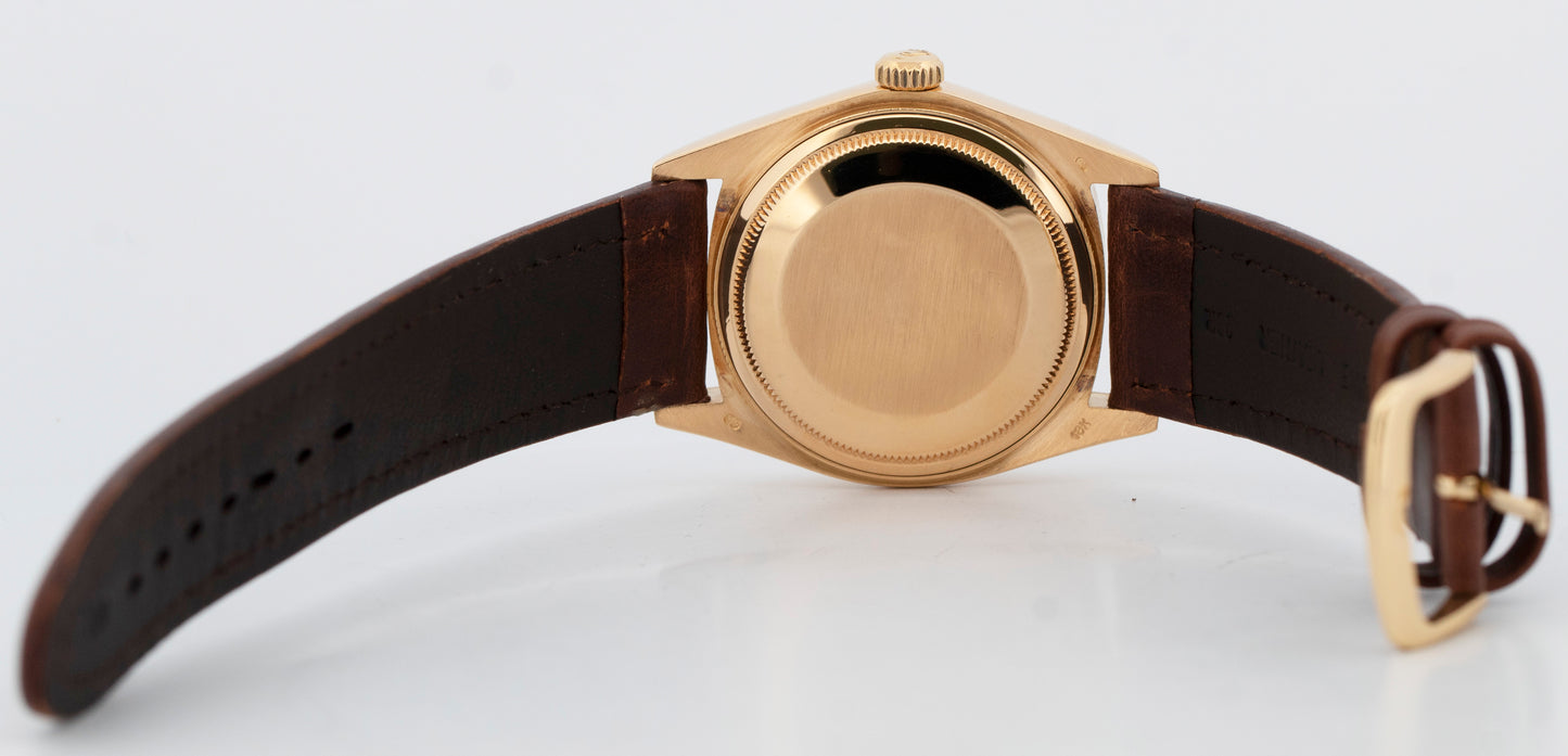 Rolex Day-Date President Silver 36mm Bark 18K Yellow Gold Watch 18038 BOX