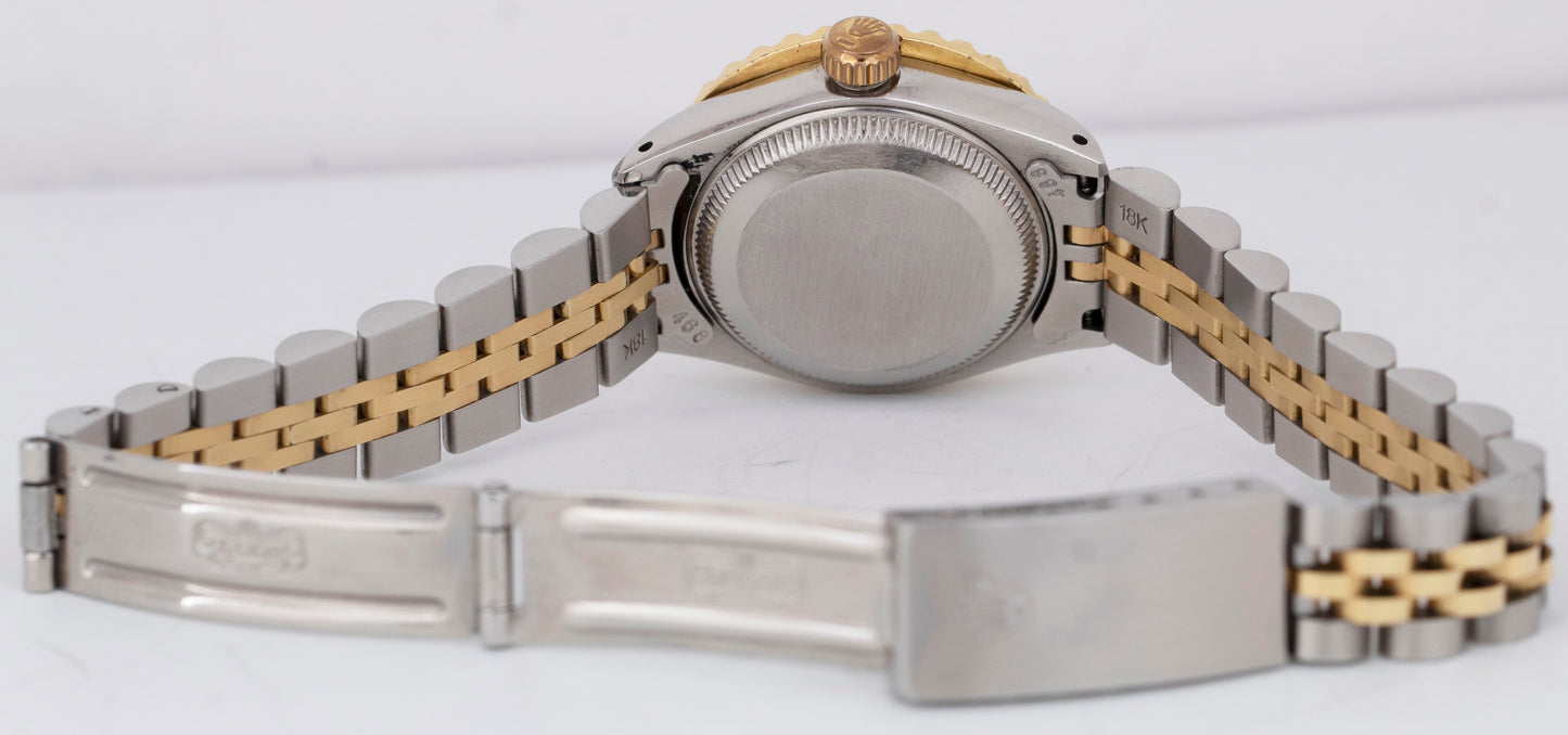 Ladies Rolex Date 26mm MOP DIAMOND Two-Tone 18K Gold Steel Jubilee Watch 6917