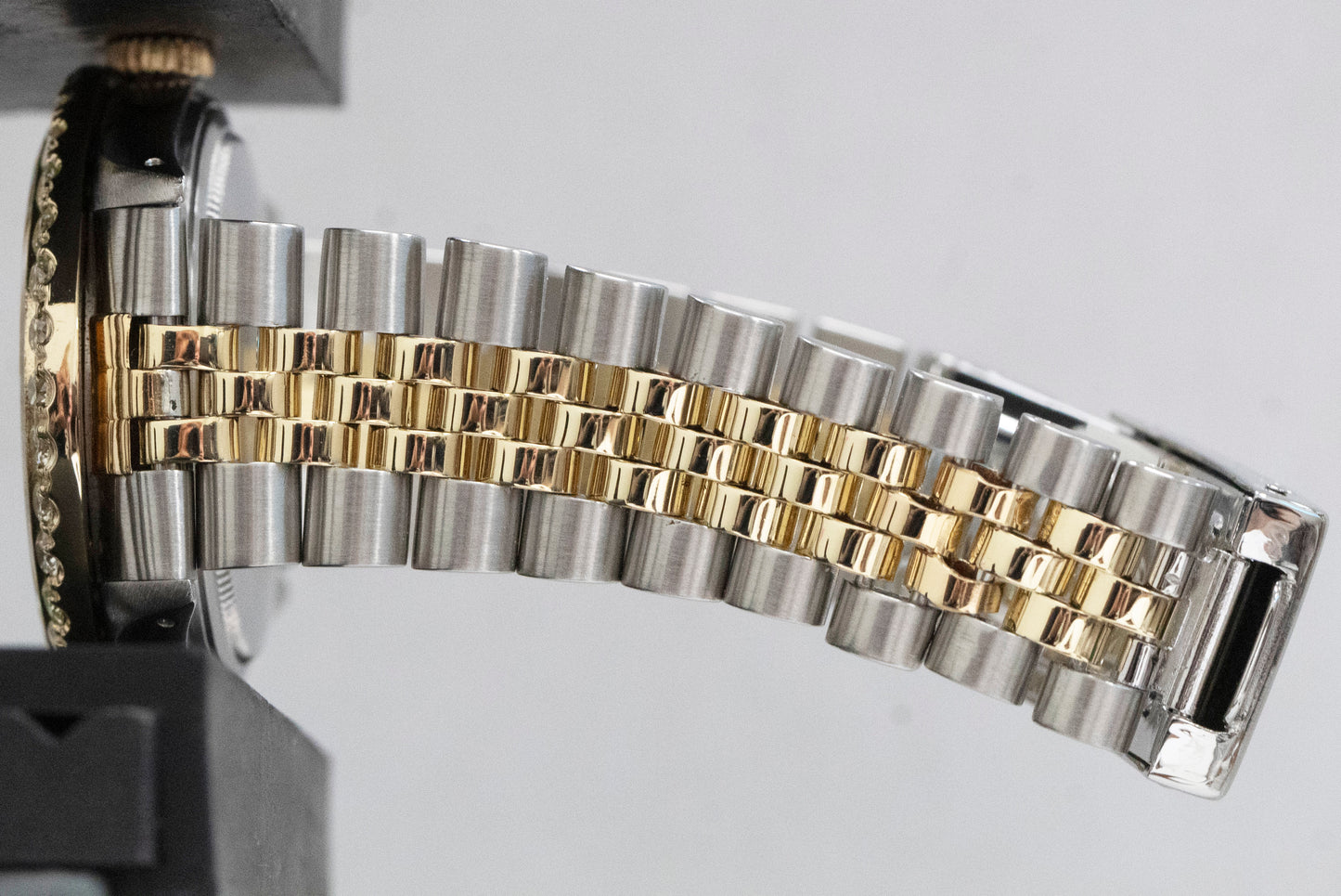 Rolex DateJust 36mm Black DIAMOND 18K Yellow Gold Two-Tone Steel Watch 16013