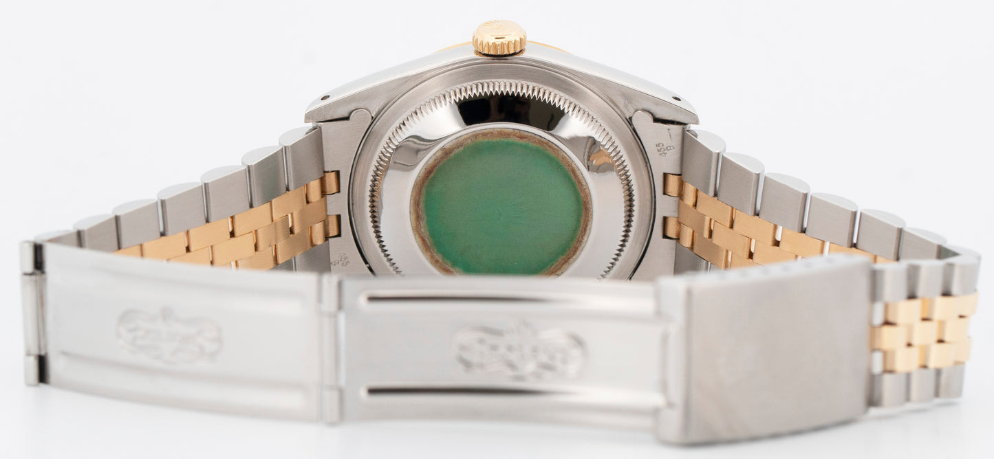 PAPERS Rolex DateJust 36mm Champagne 18K Yellow Gold Steel JUBILEE 16233 BOX