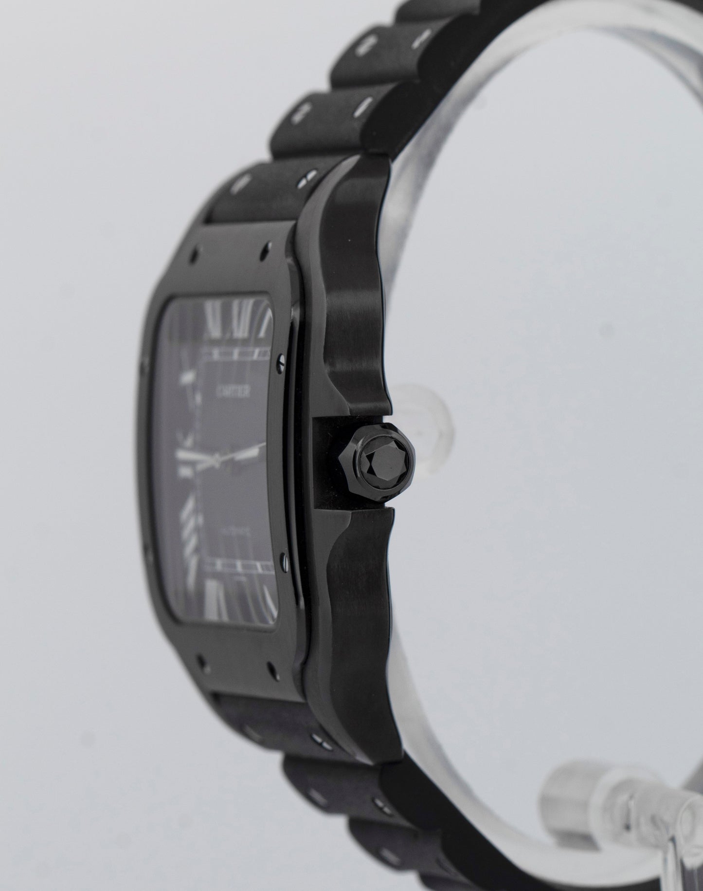 PAPERS Cartier Santos 39.8mm ADLC Black Stainless Steel 4072 Watch WSSA0039 BOX