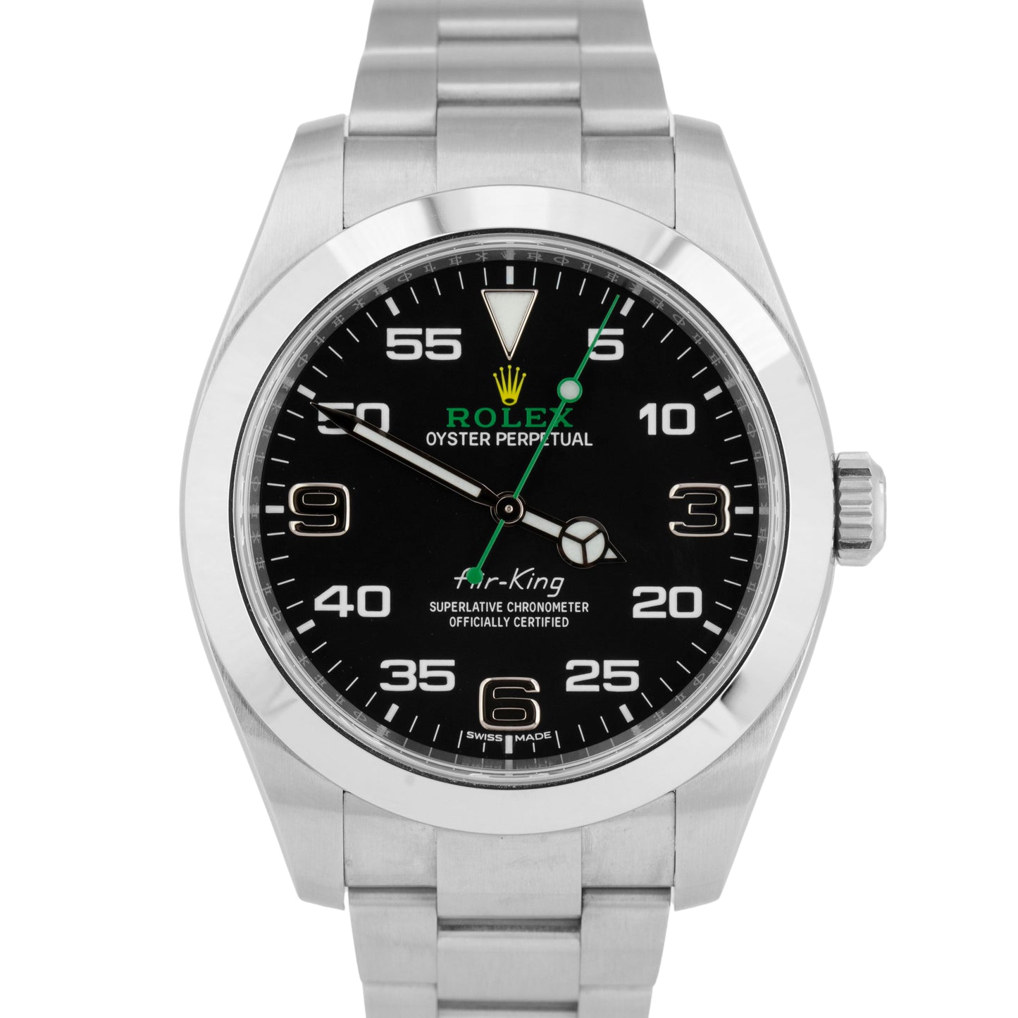 MINT PAPERS Rolex Air-King 40mm Green Black 3-6-9 Steel Arabic 116900 Watch BOX