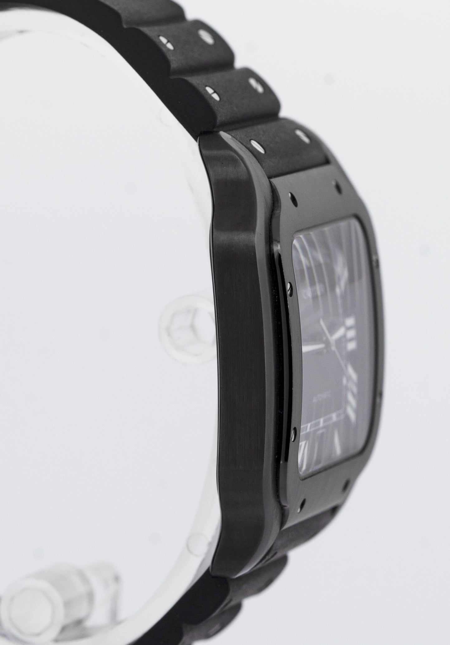 PAPERS Cartier Santos 39.8mm ADLC Black Stainless Steel 4072 Watch WSSA0039 BOX